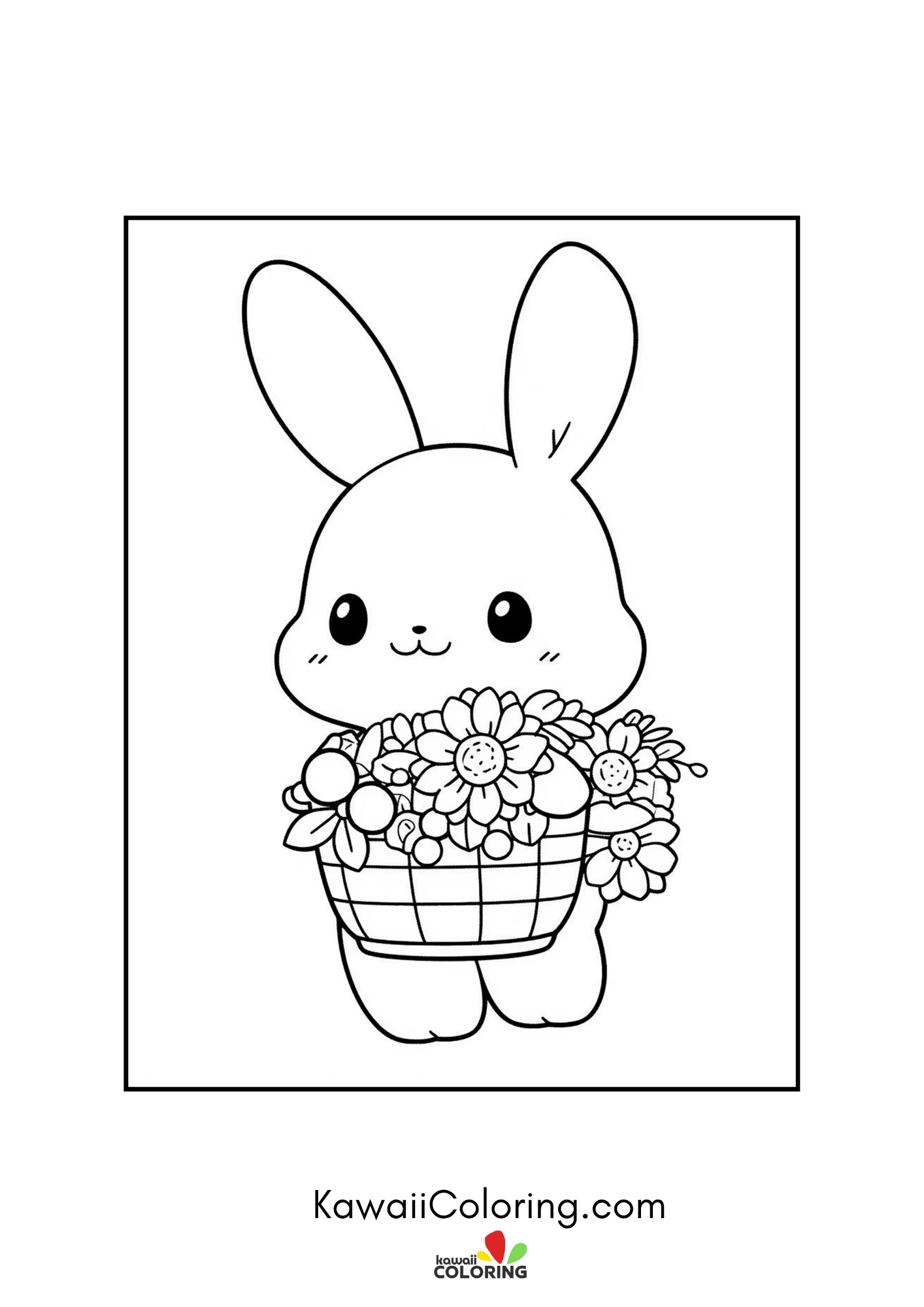 Cute Easter bunny with eggs