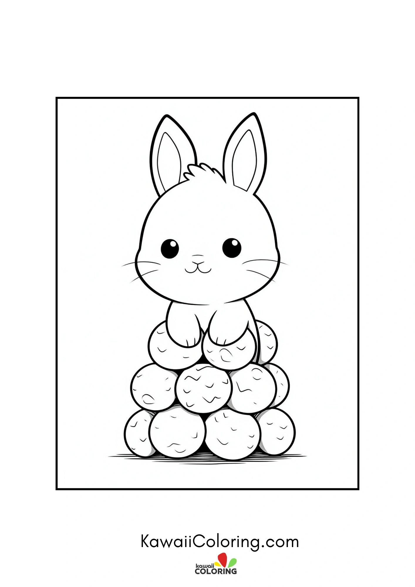 Kawaii bunny holding an Easter egg