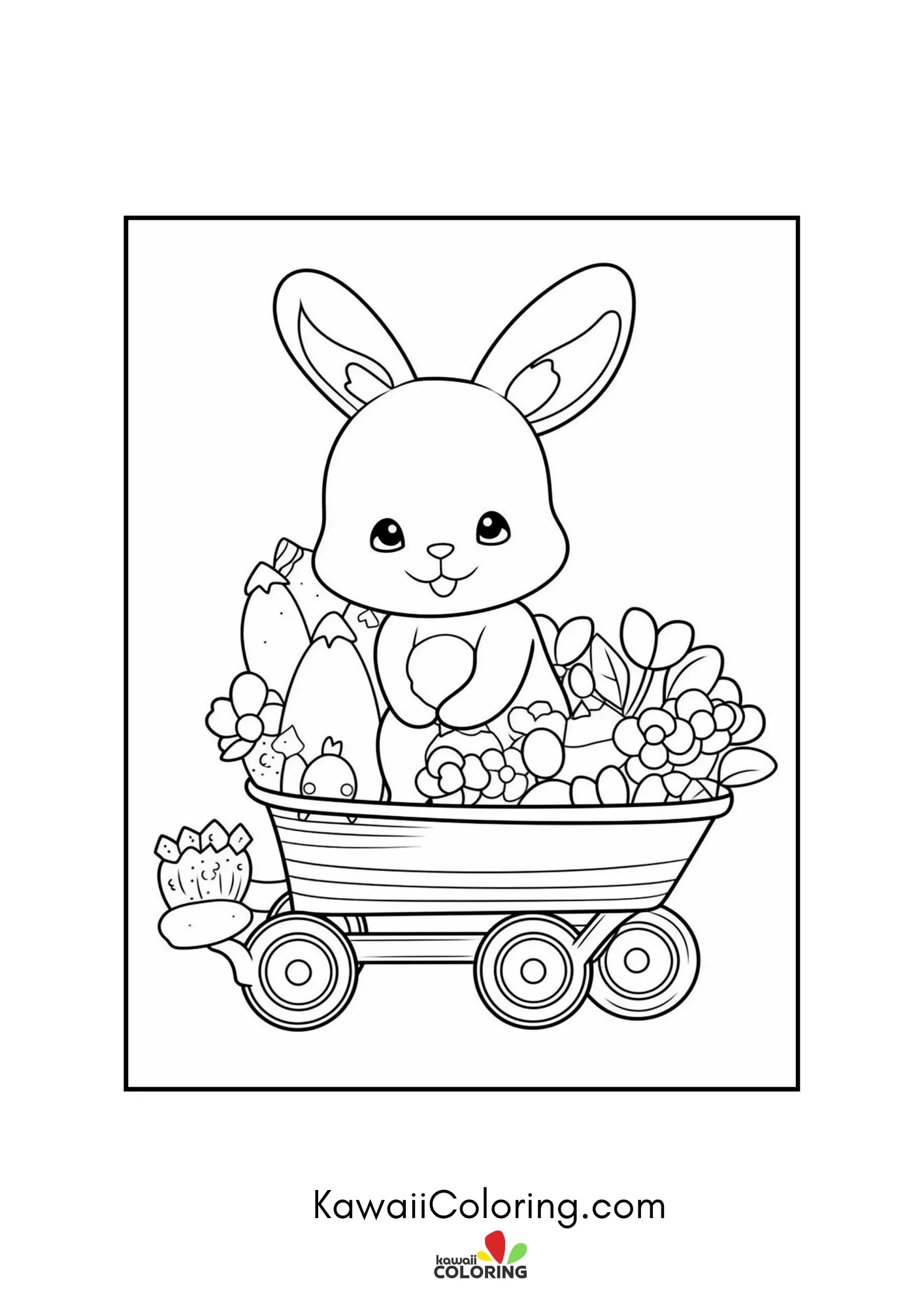 Easter bunny surrounded by flowers