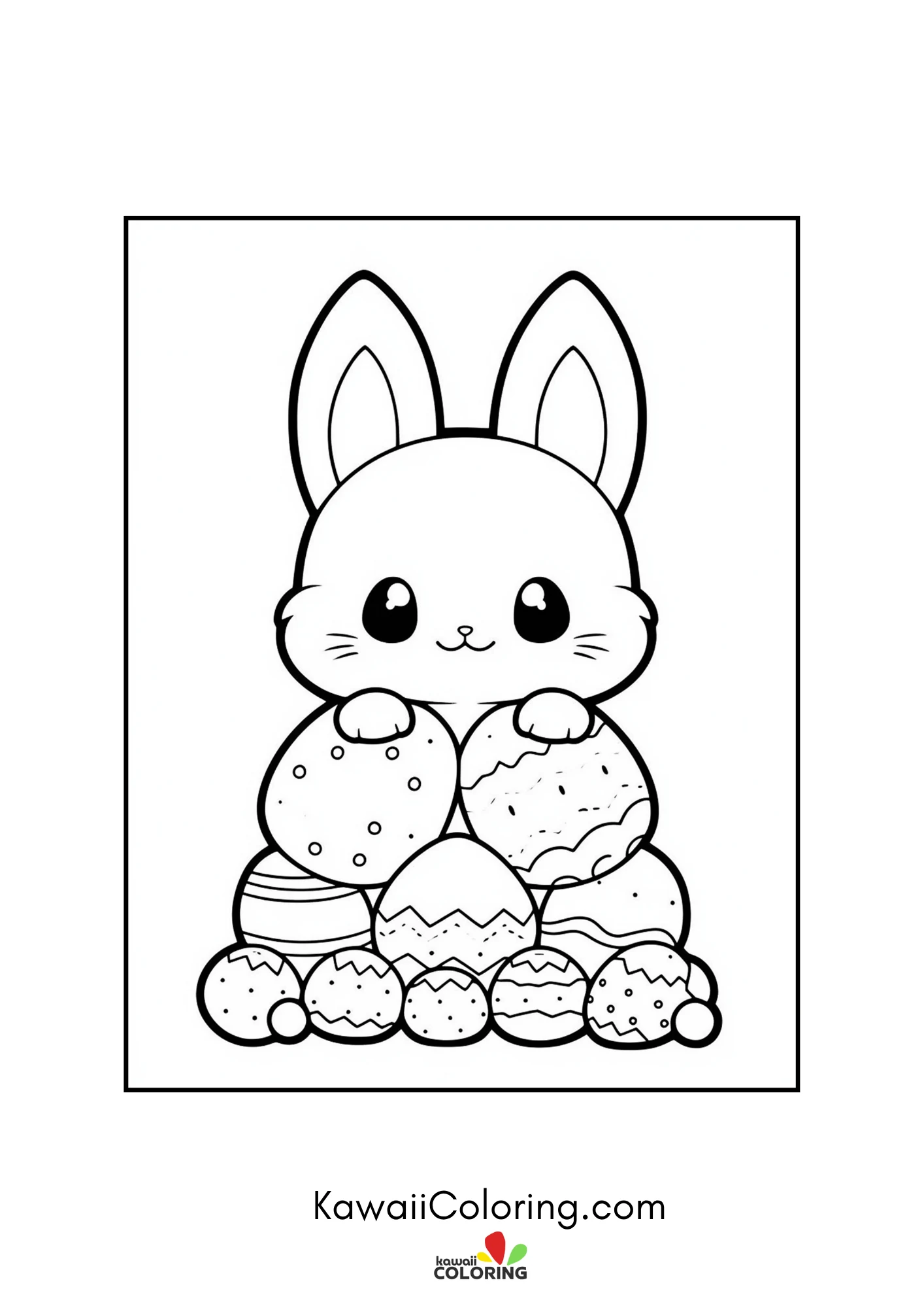 Cute Easter bunny with eggs