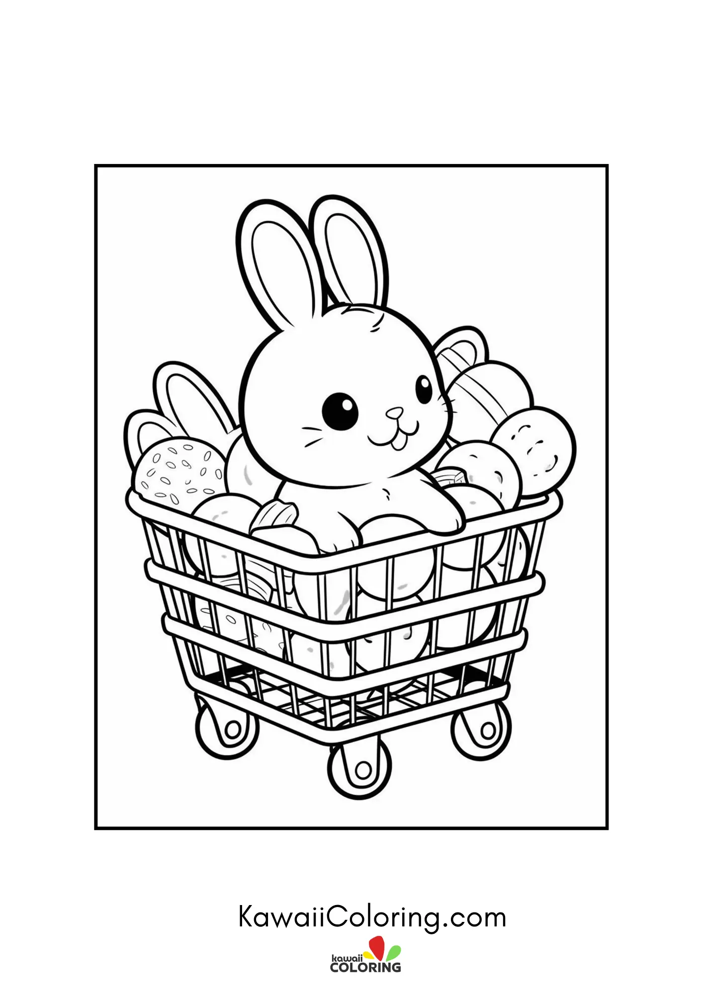 Cute Easter bunny with eggs