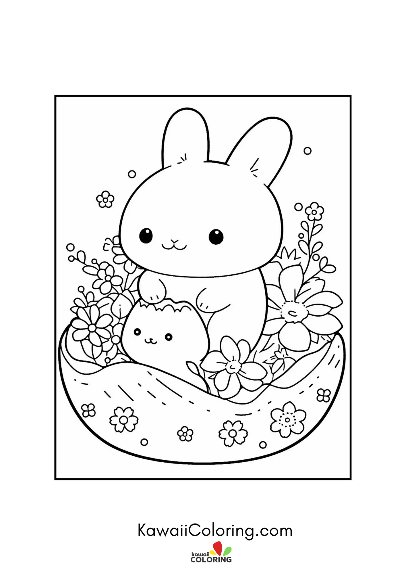 Kawaii bunny holding an Easter egg