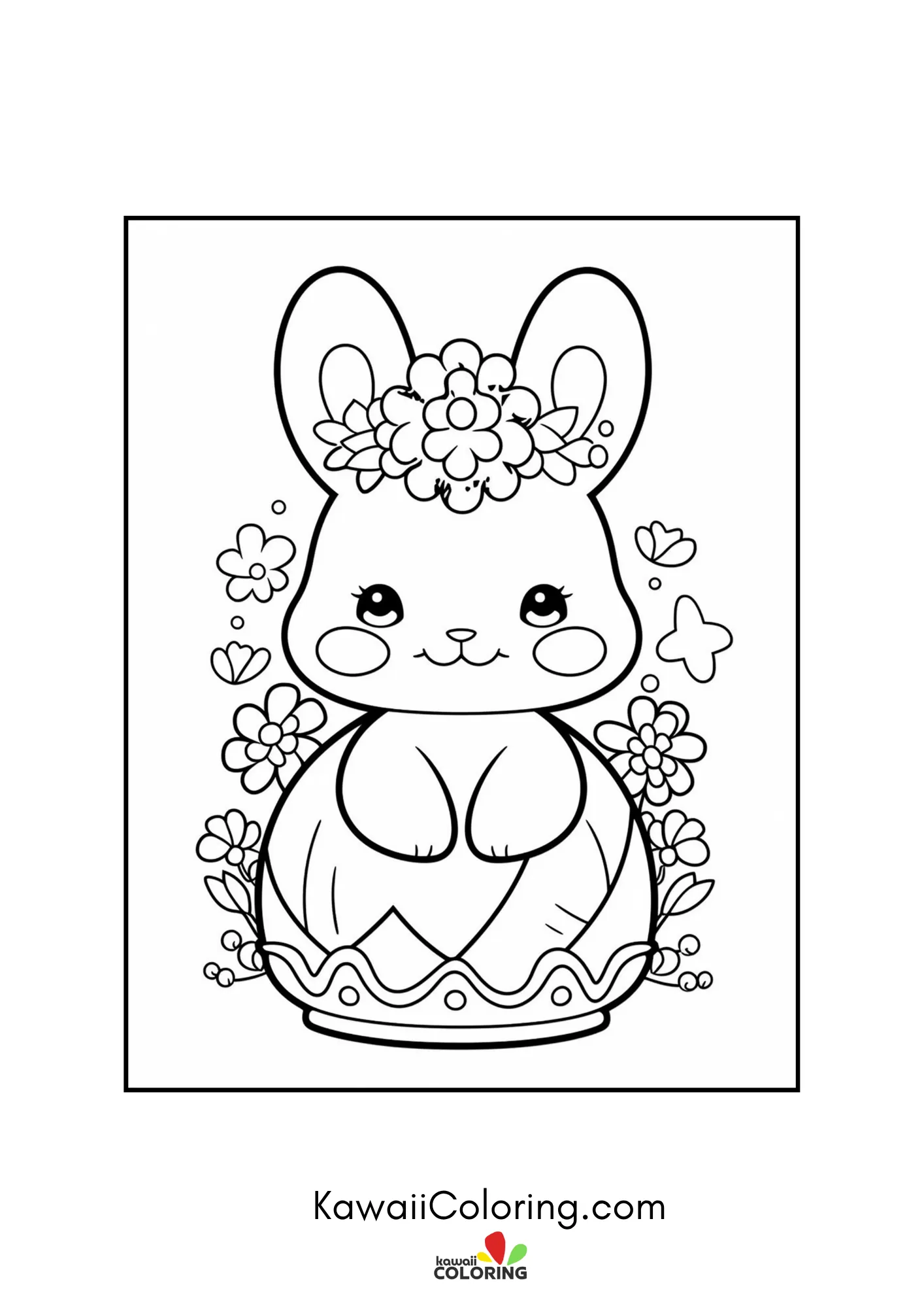 Cute Easter bunny with eggs