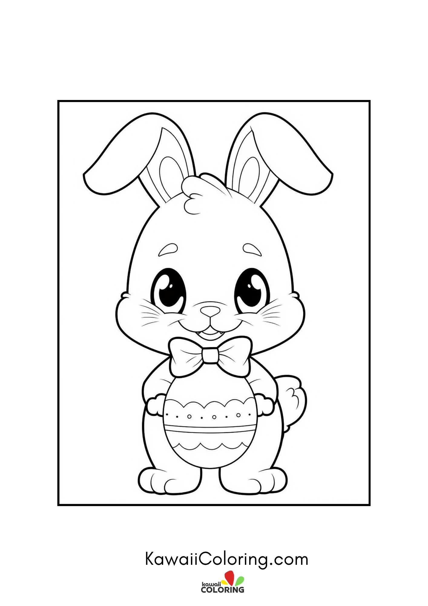 Kawaii bunny holding an Easter egg