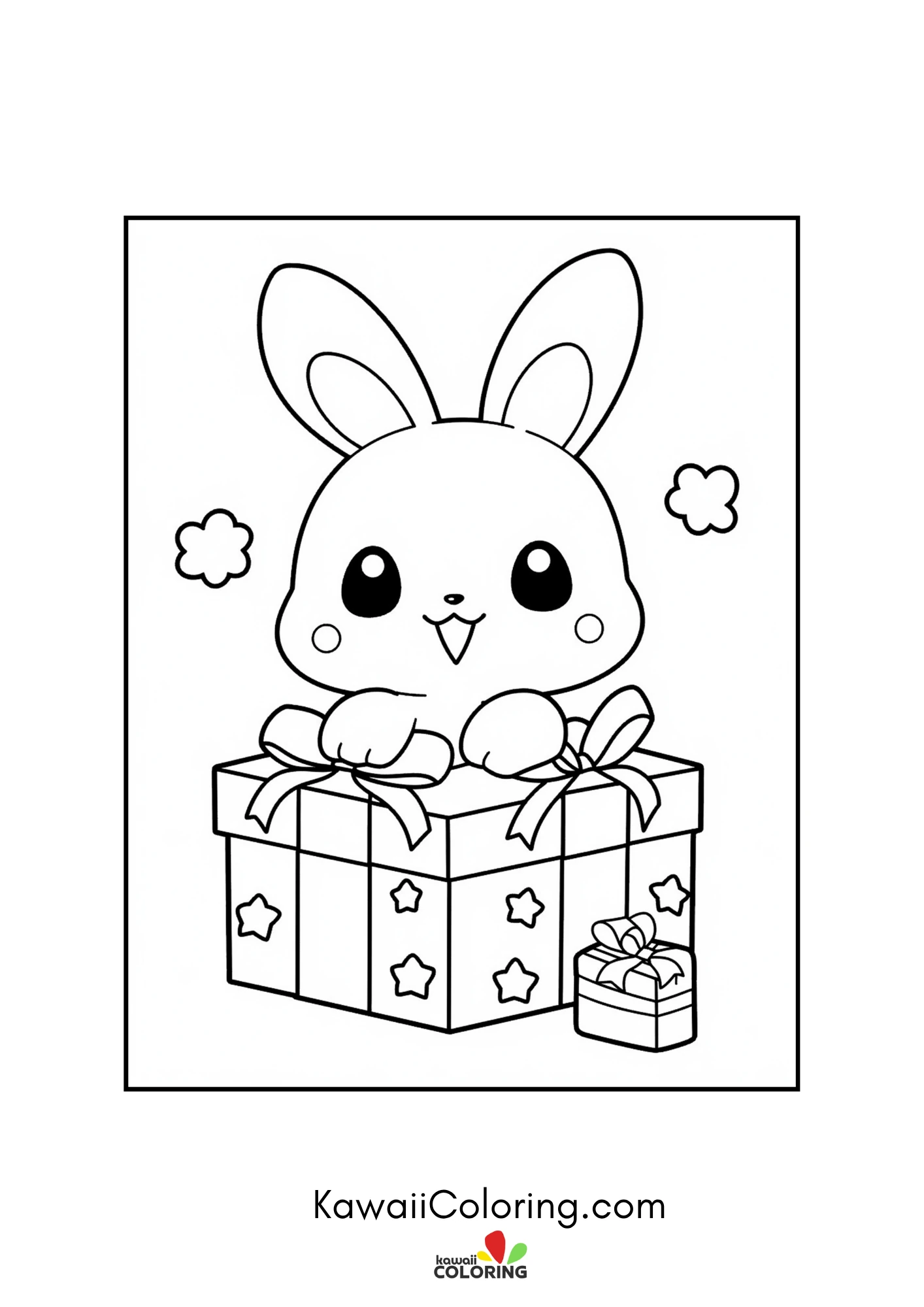 Easter bunny surrounded by flowers