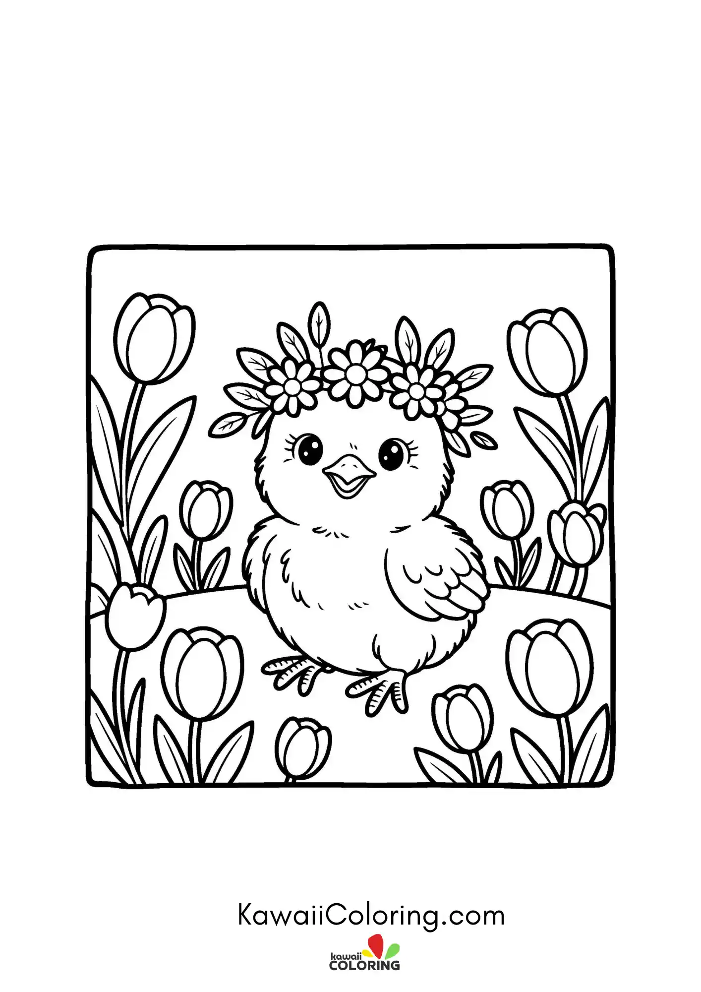 Easter coloring page with bunny accents