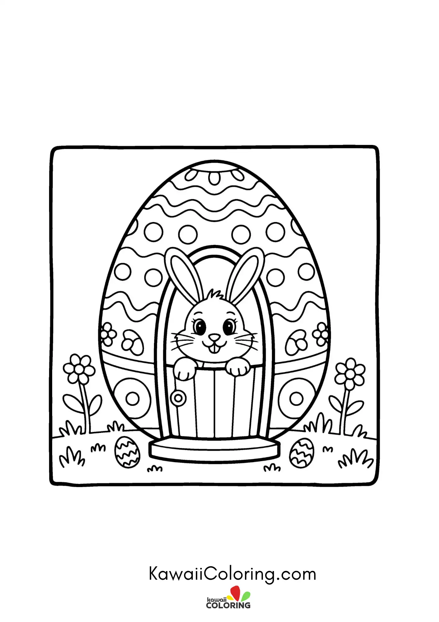 Easter coloring page with bunny accents