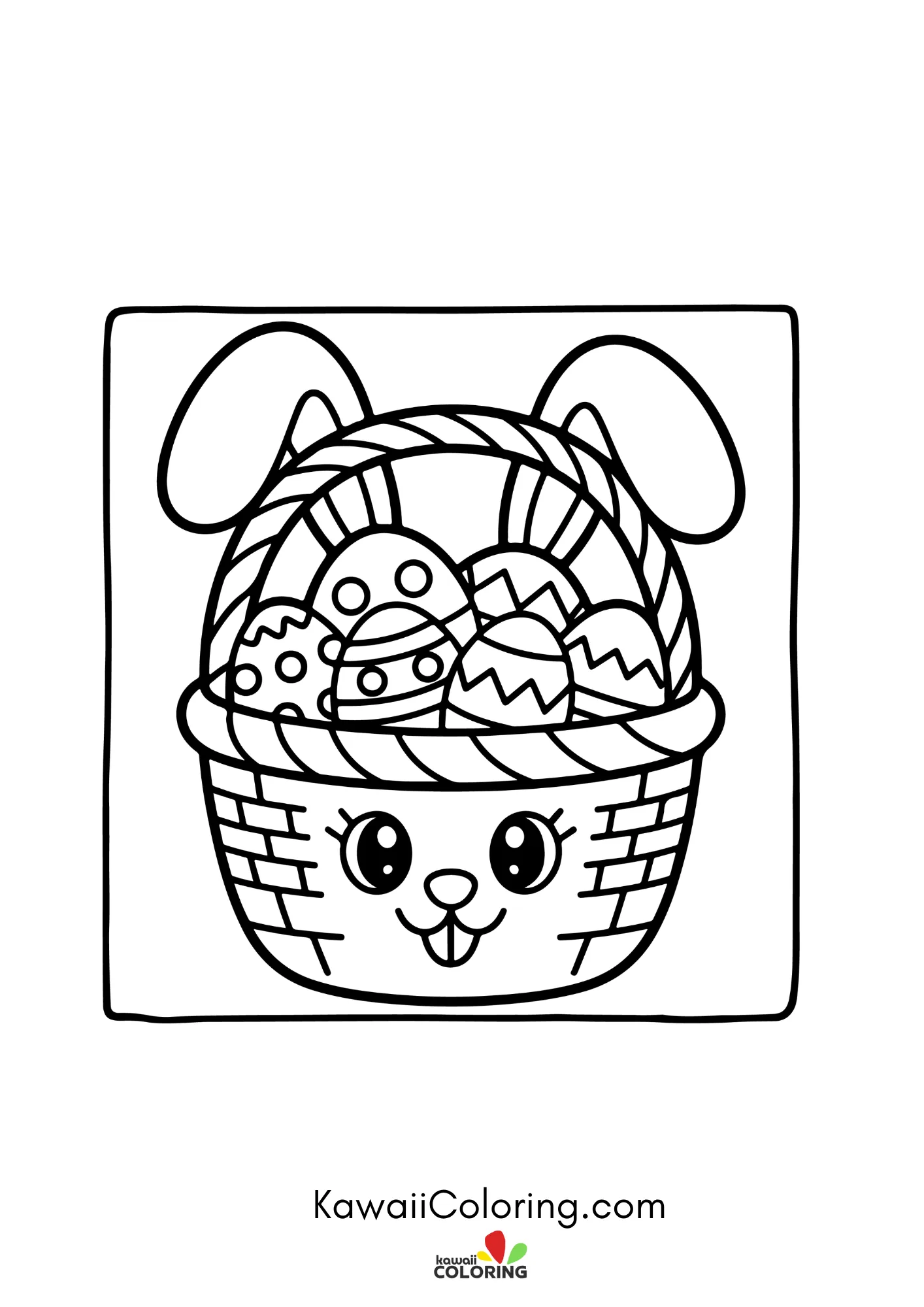 Easter coloring page with bunny accents