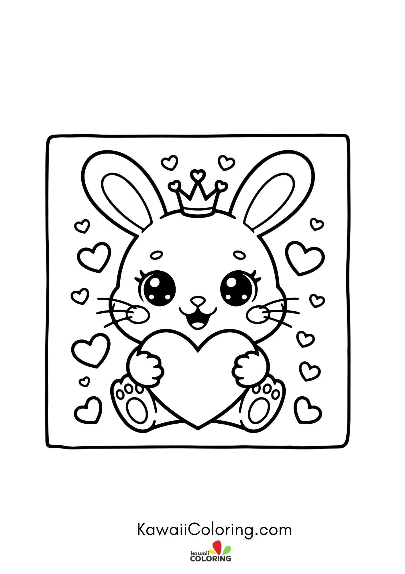 Easter coloring page with bunny accents
