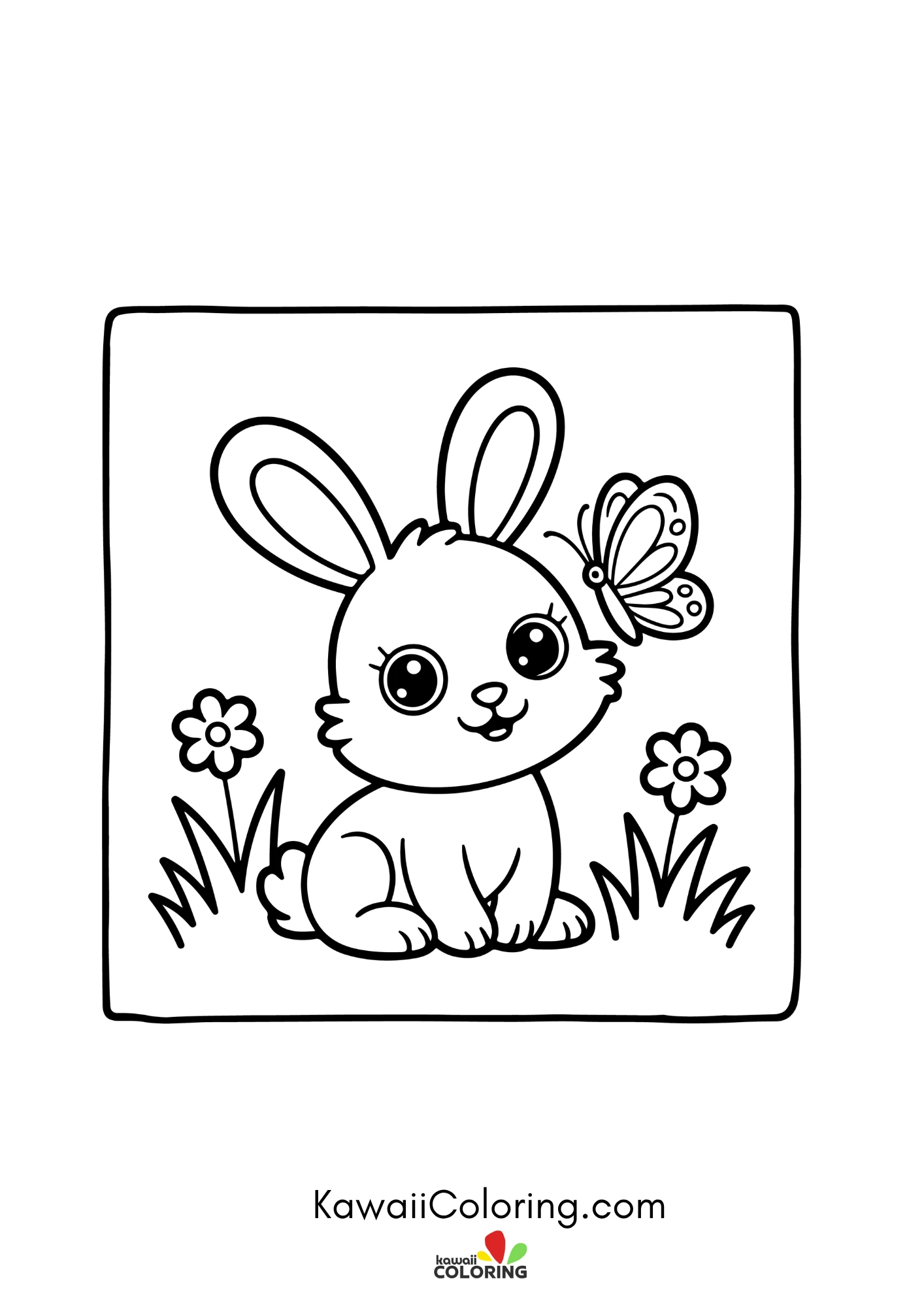 Easter coloring page with bunny accents