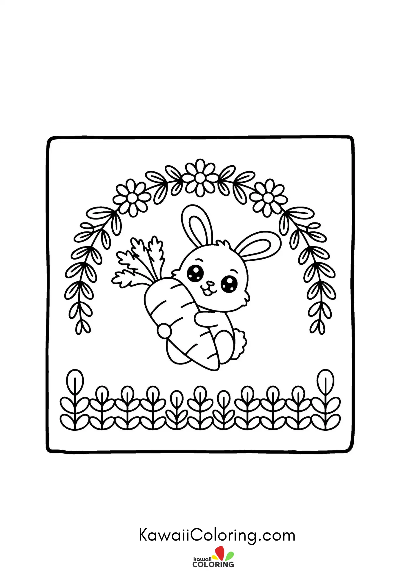 Easter coloring page with bunny accents
