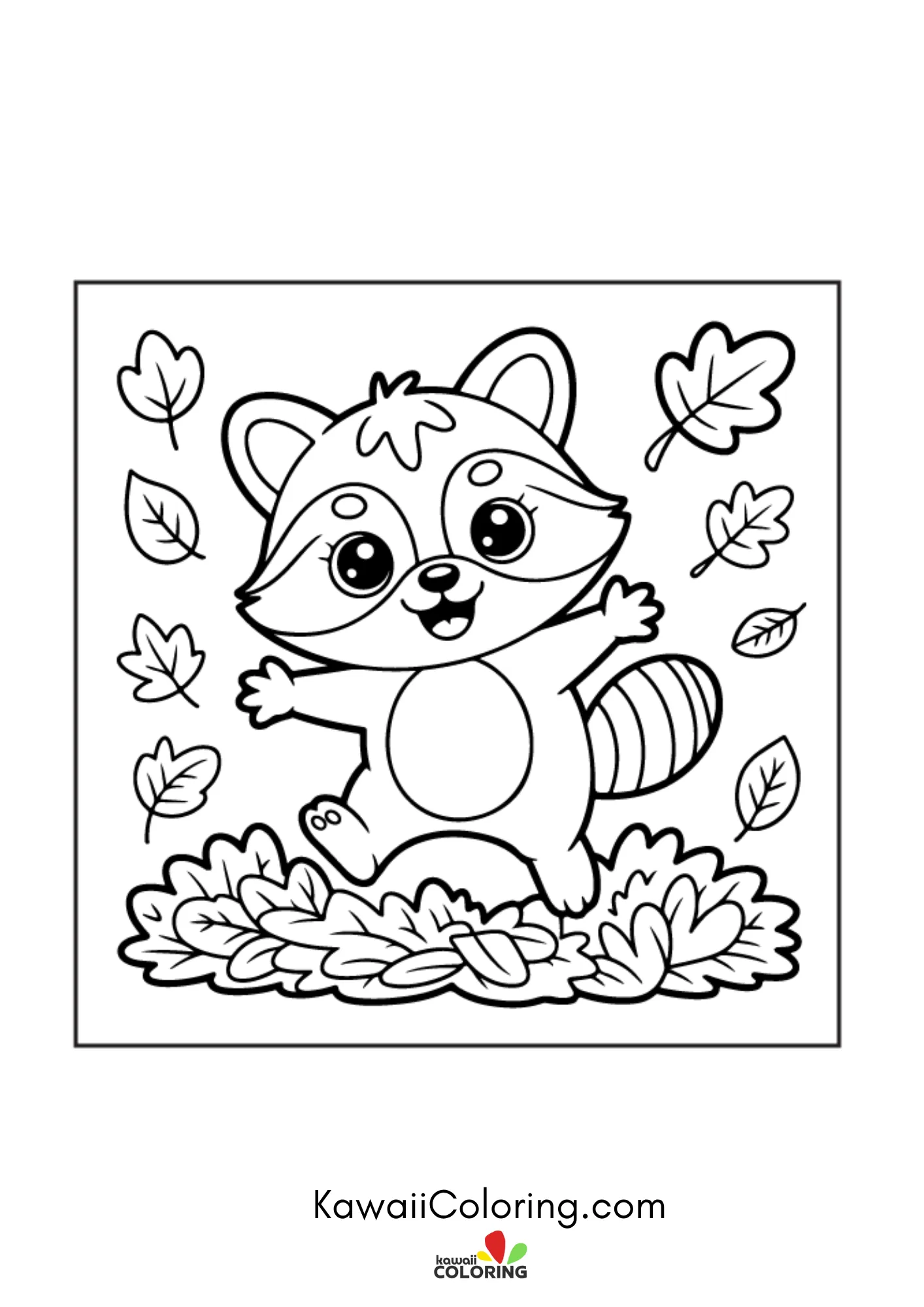 Cute fall character with leaves