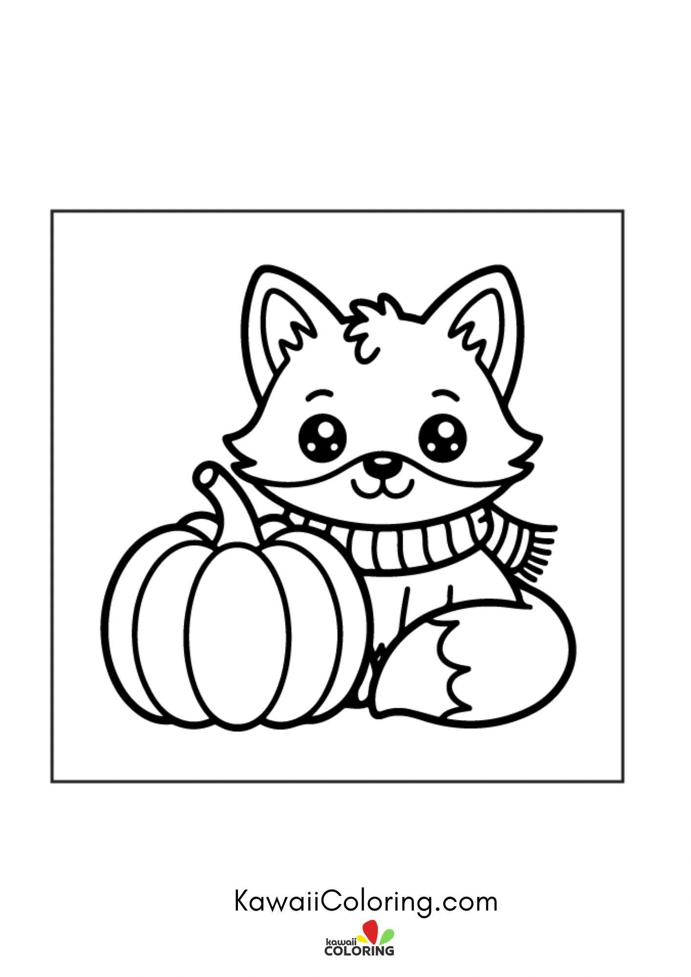 Kawaii autumn scene with pumpkins