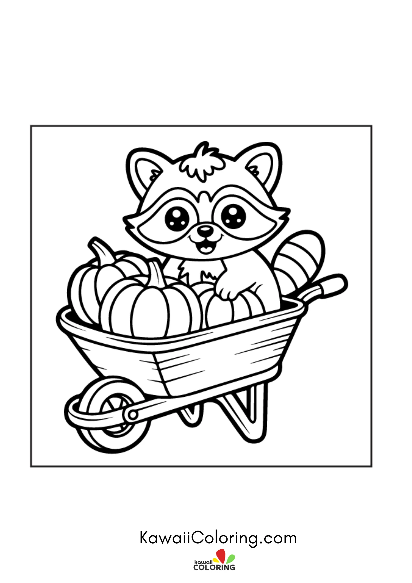 Fall coloring page with falling leaves
