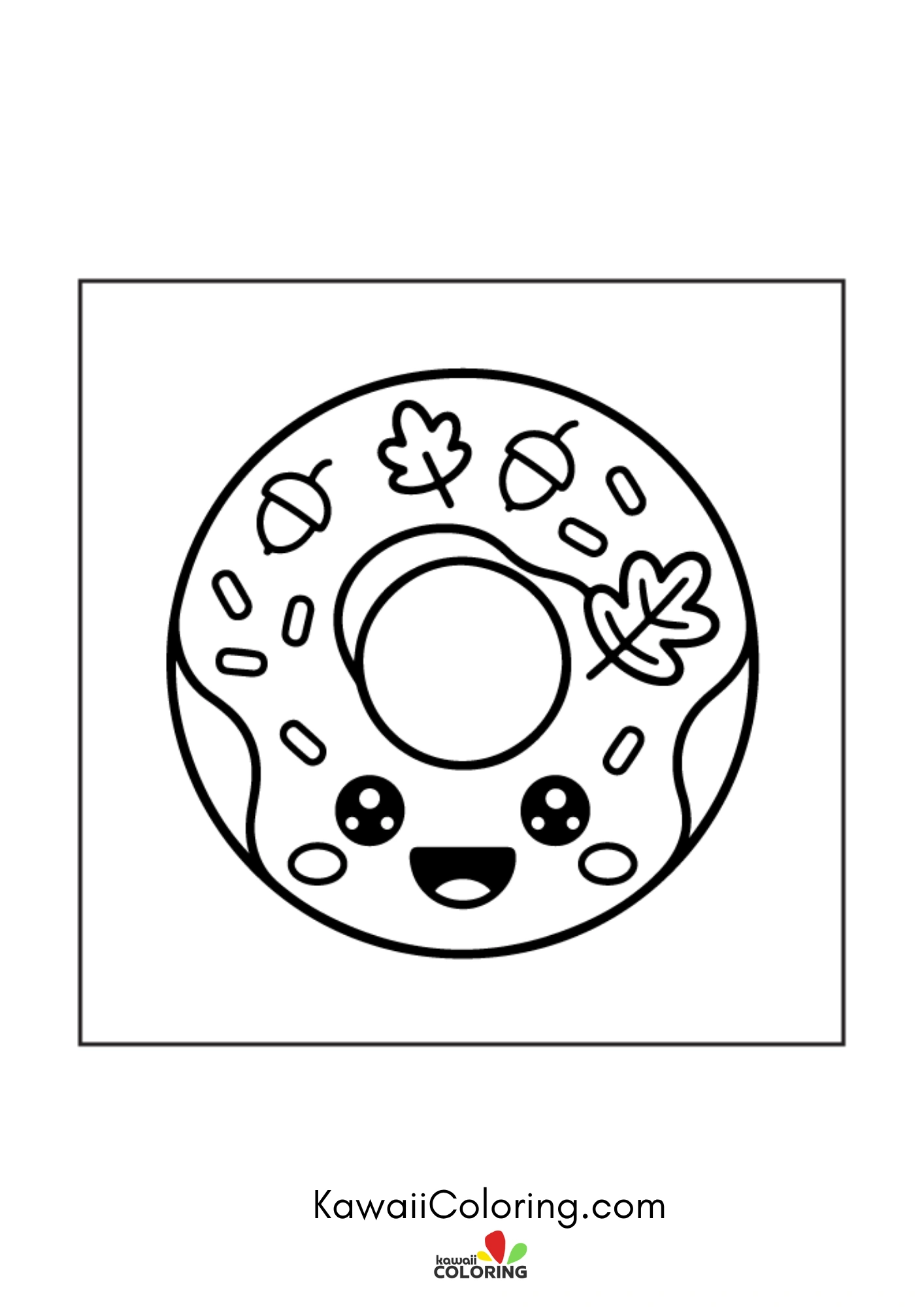 Fall coloring page with falling leaves