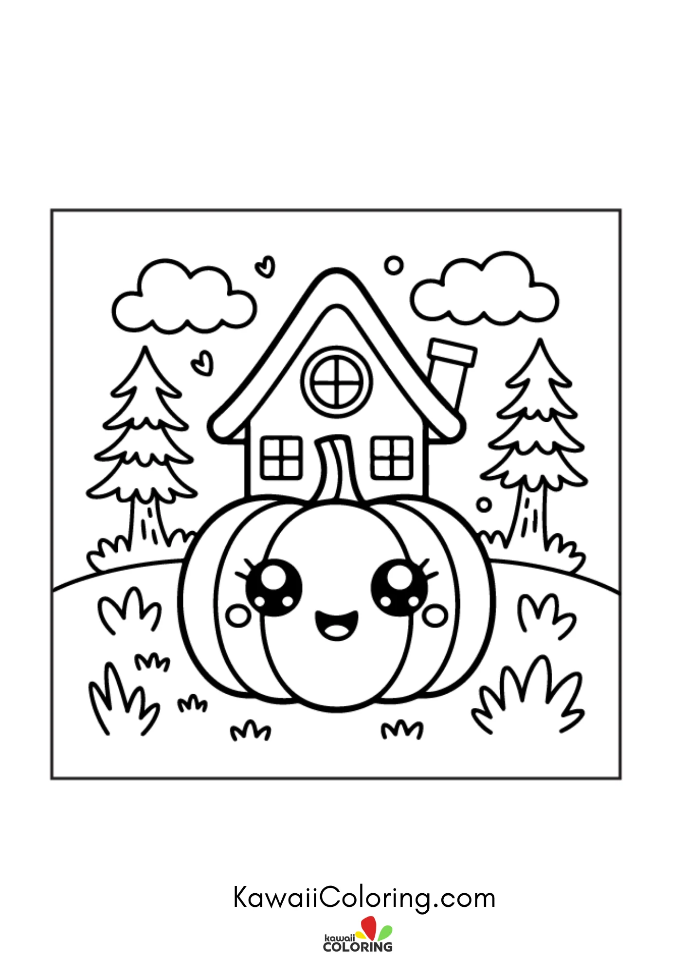 Cute fall character with leaves