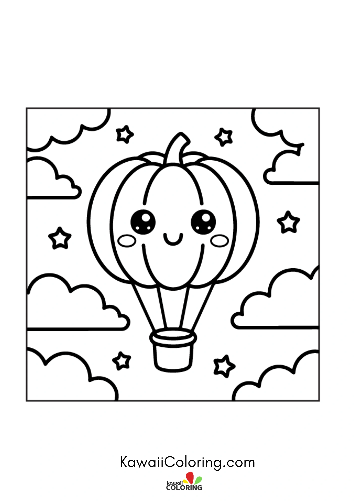 Kawaii autumn scene with pumpkins