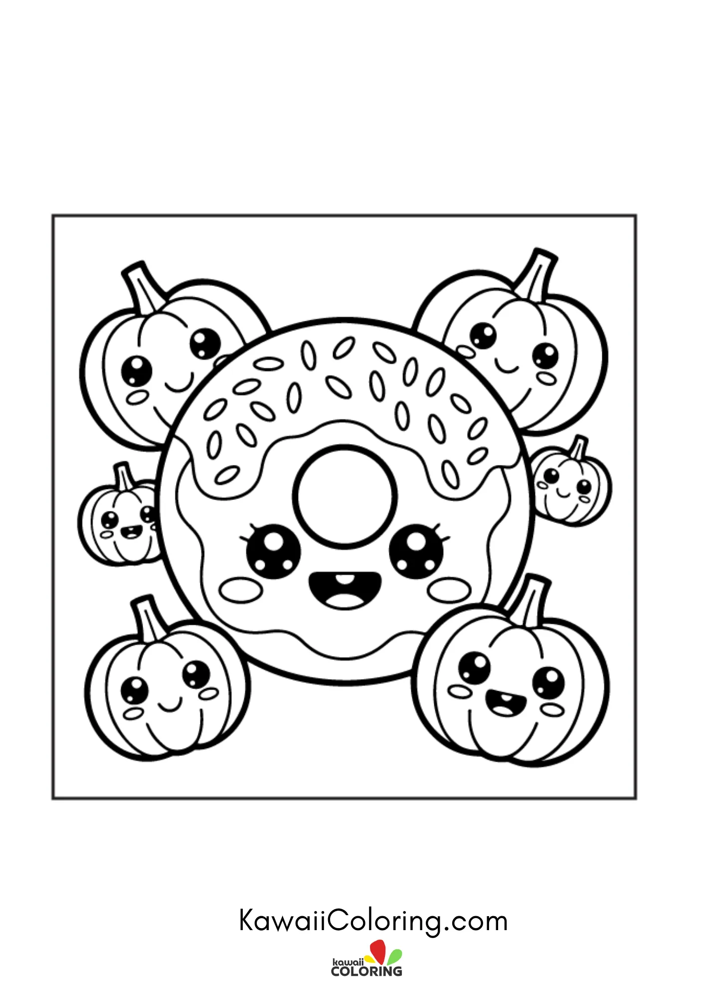 Cute fall character with leaves