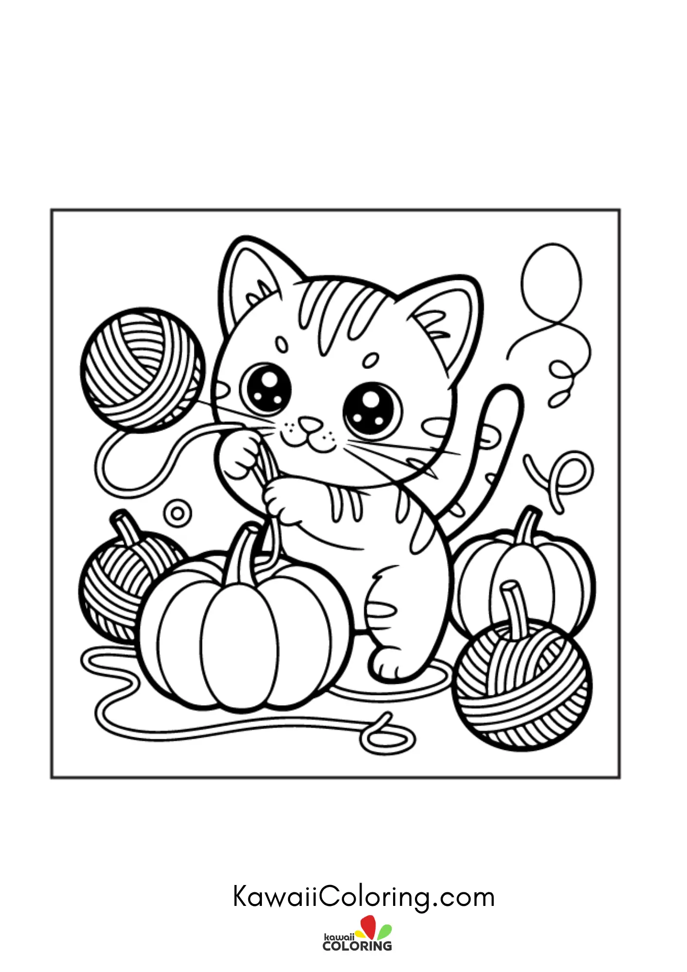 Fall coloring page with falling leaves