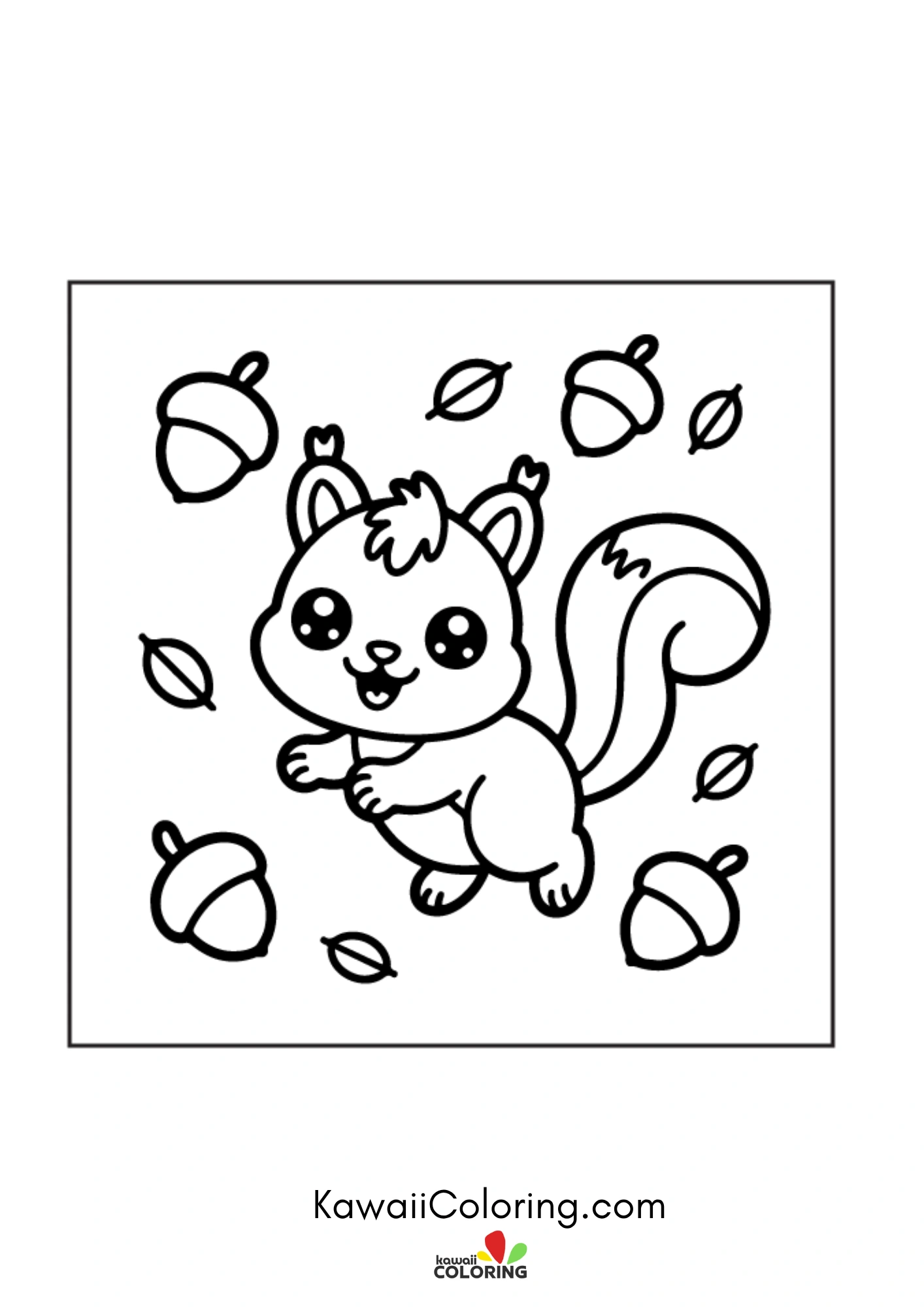 Kawaii autumn scene with pumpkins