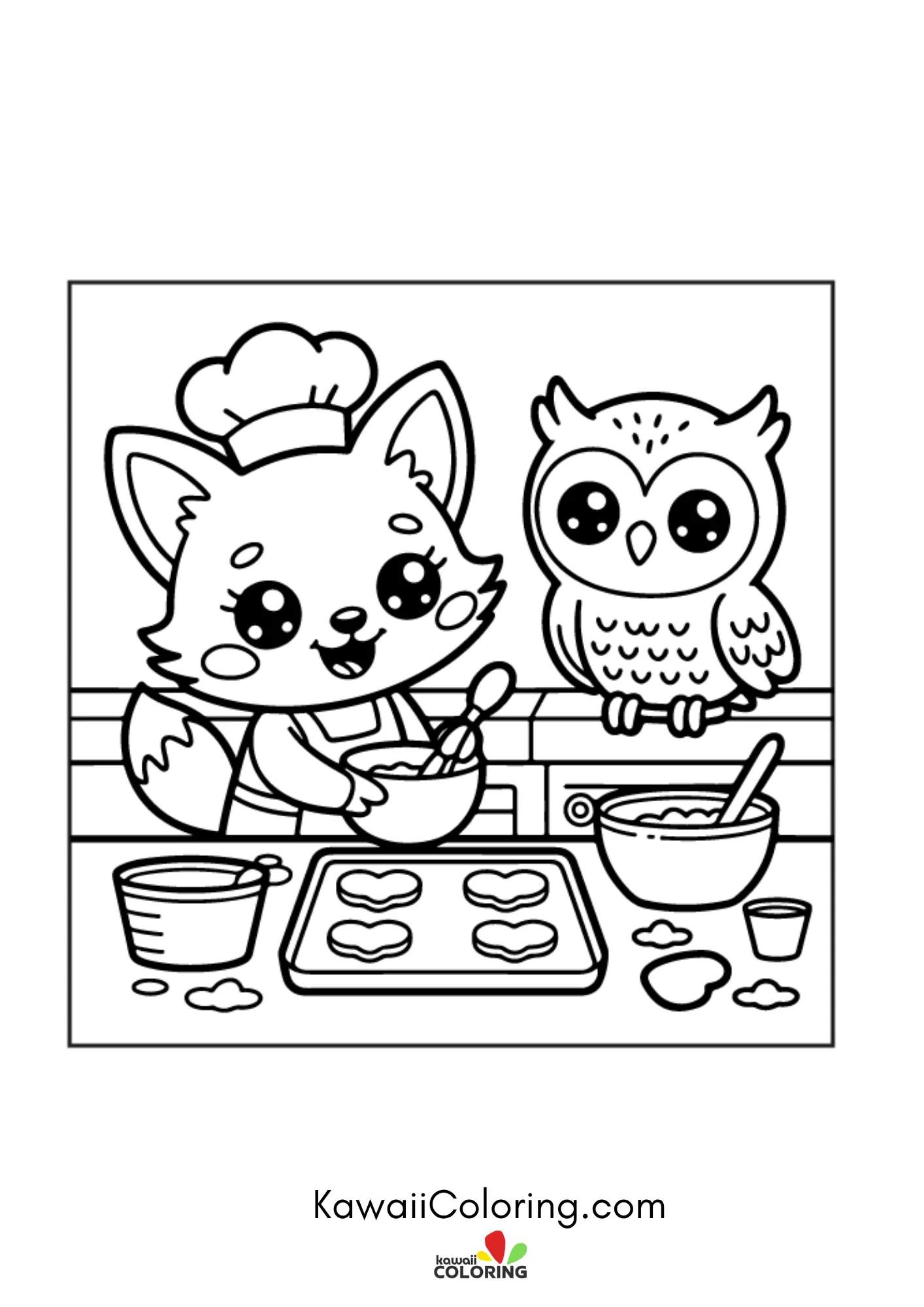 Fall coloring page with falling leaves