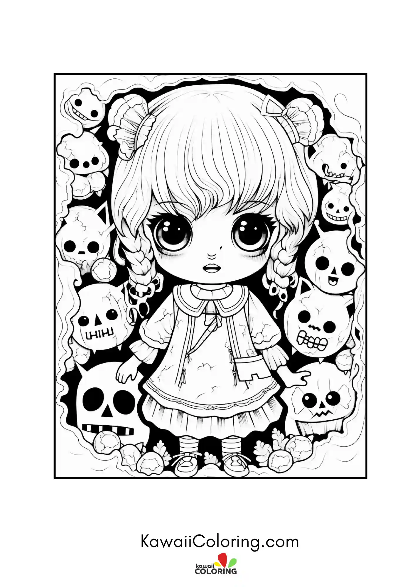 Cute Halloween character with spooky details