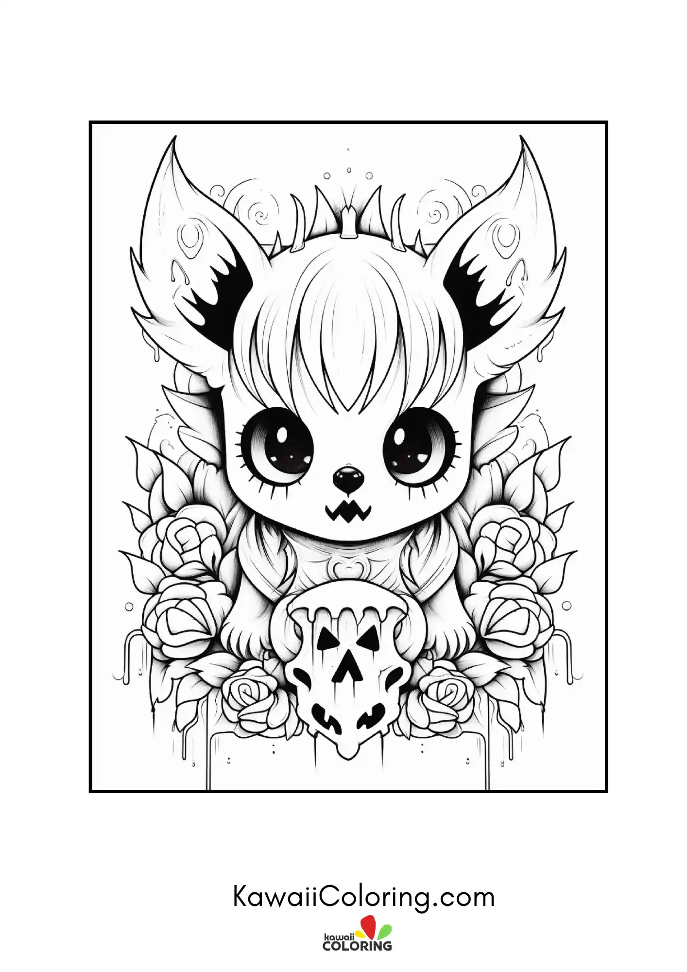 Kawaii pumpkin with stars and bats