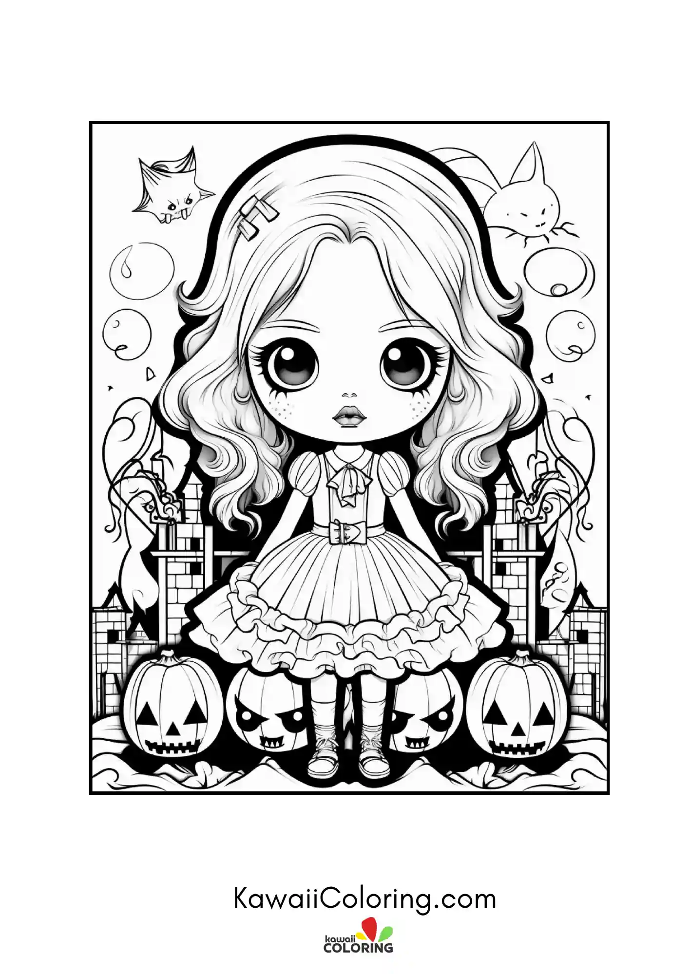 Cute Halloween character with spooky details