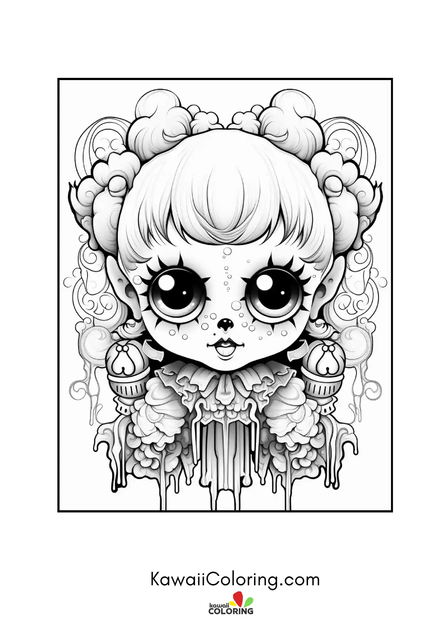 Smiling spooky character coloring page