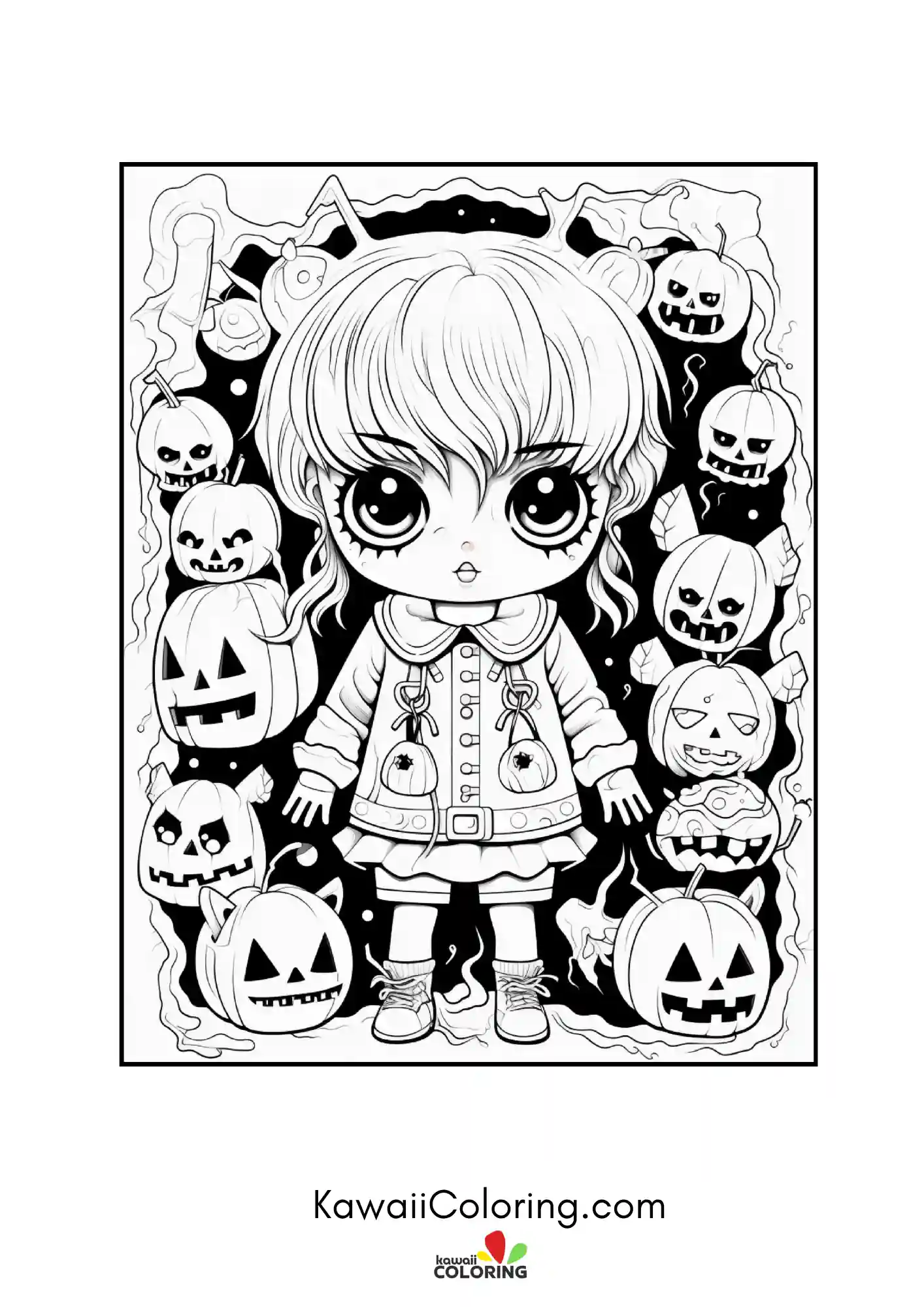 Cute Halloween character with spooky details