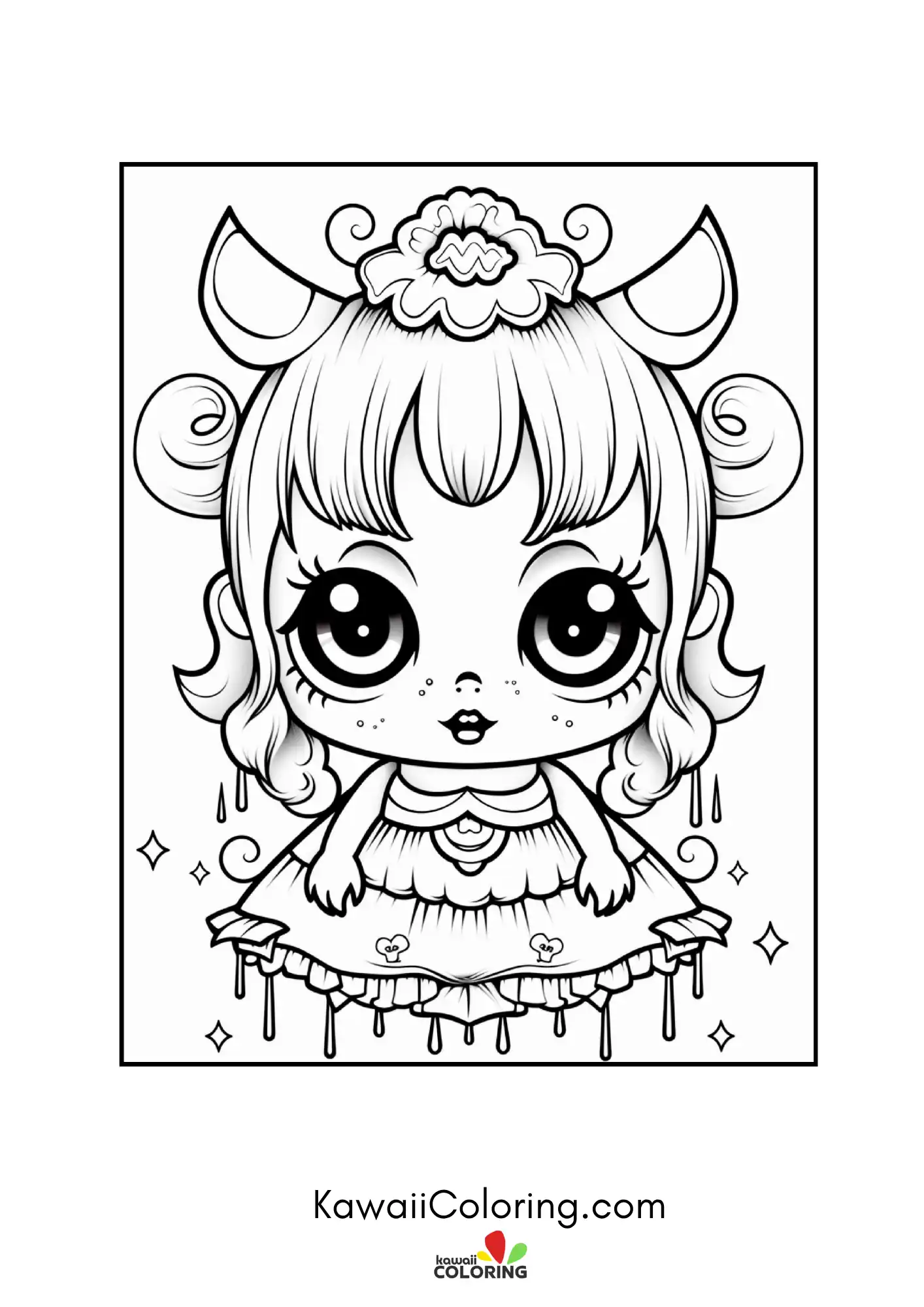 Smiling spooky character coloring page