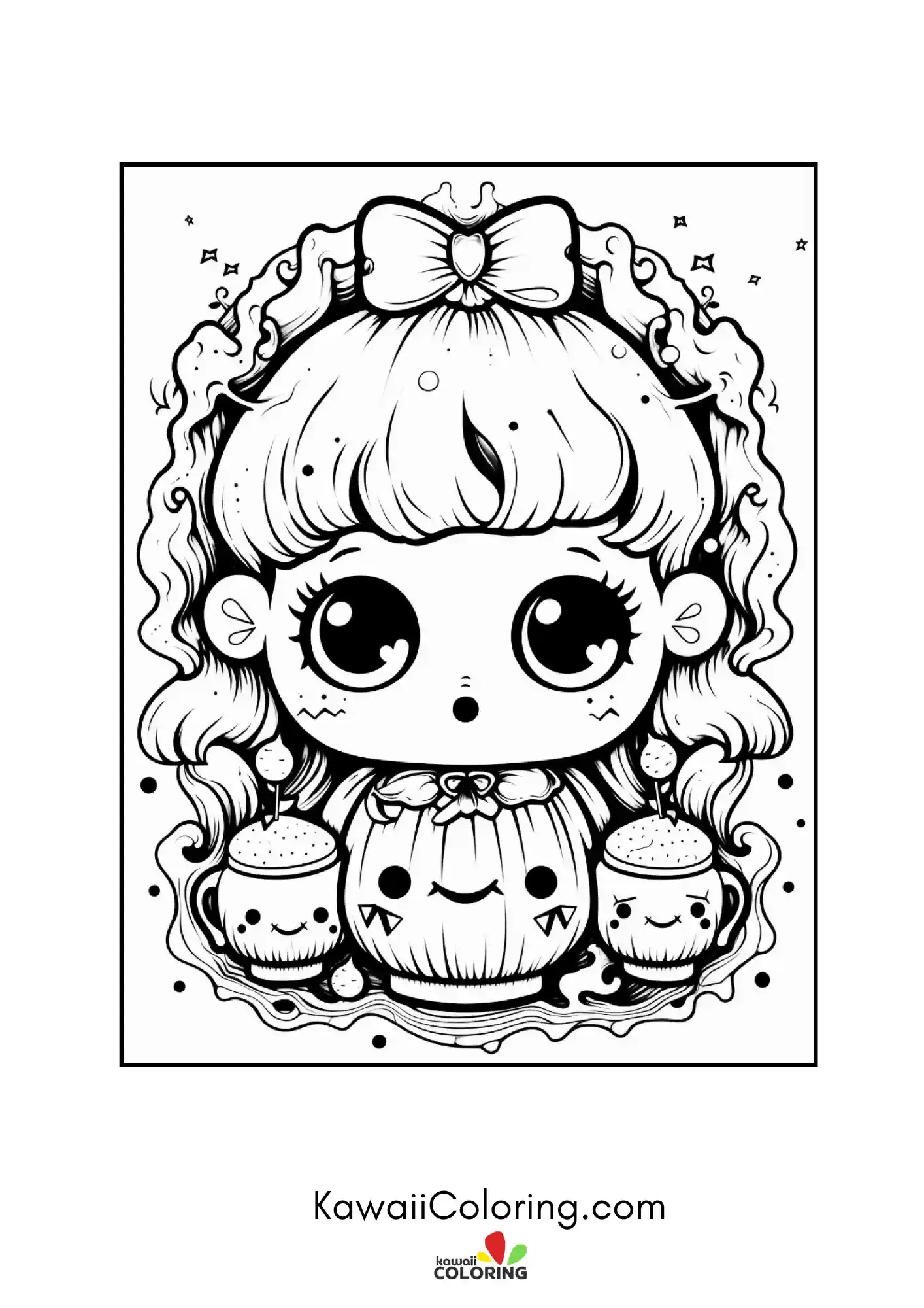 Smiling spooky character coloring page