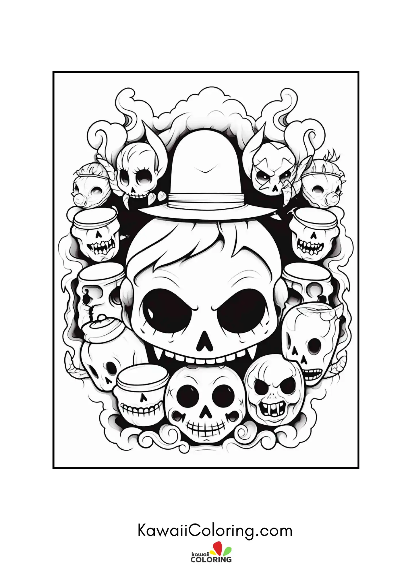 Cute Halloween character with spooky details