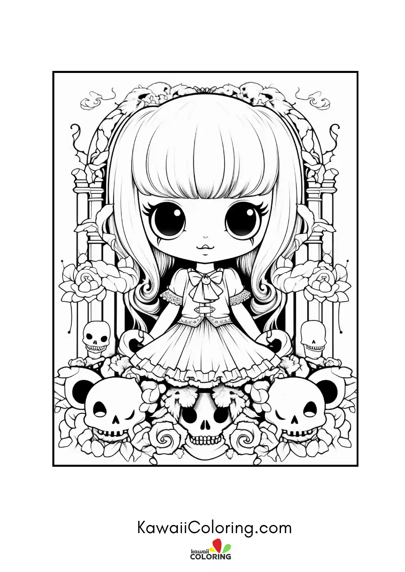 Smiling spooky character coloring page