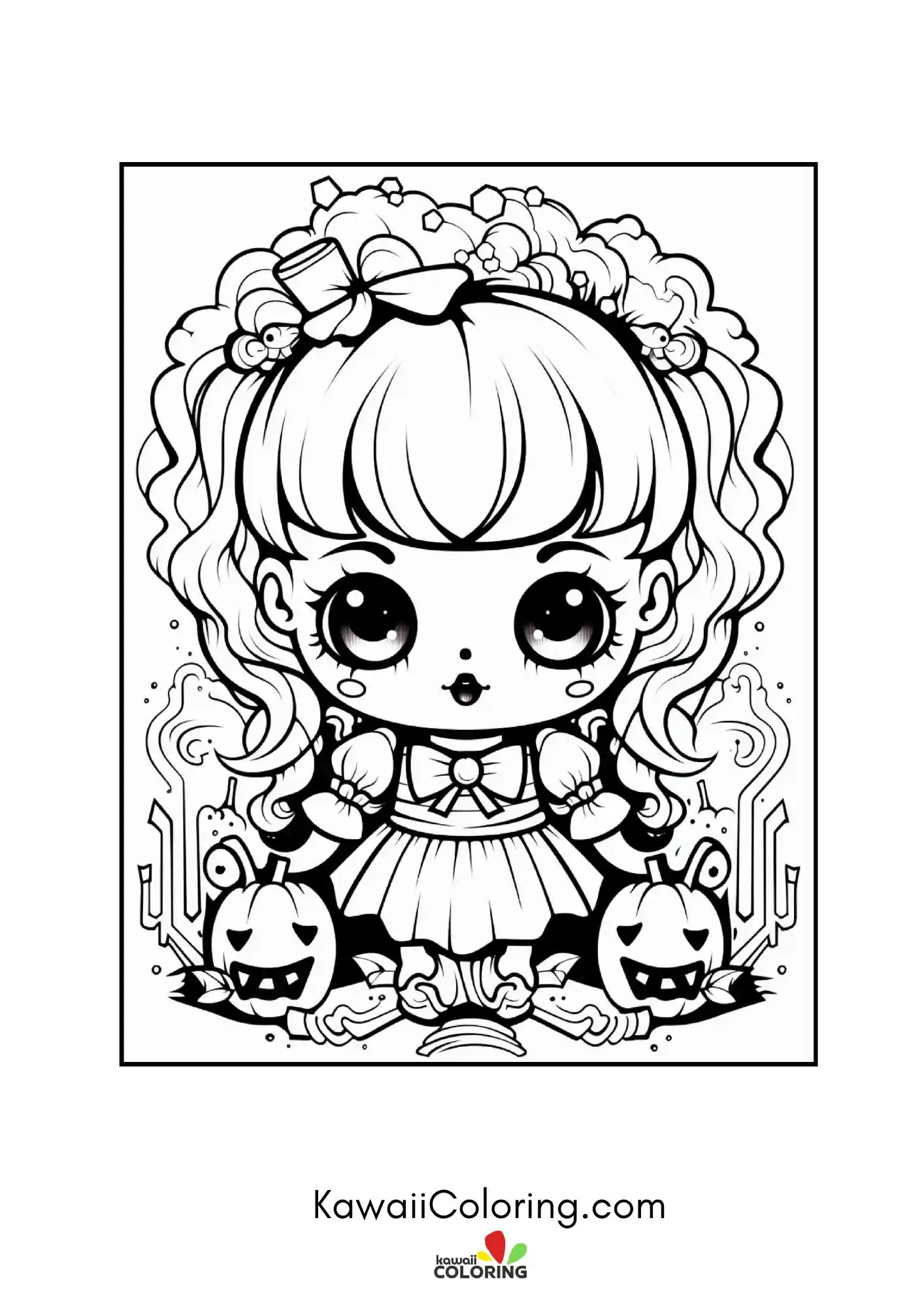 Smiling spooky character coloring page