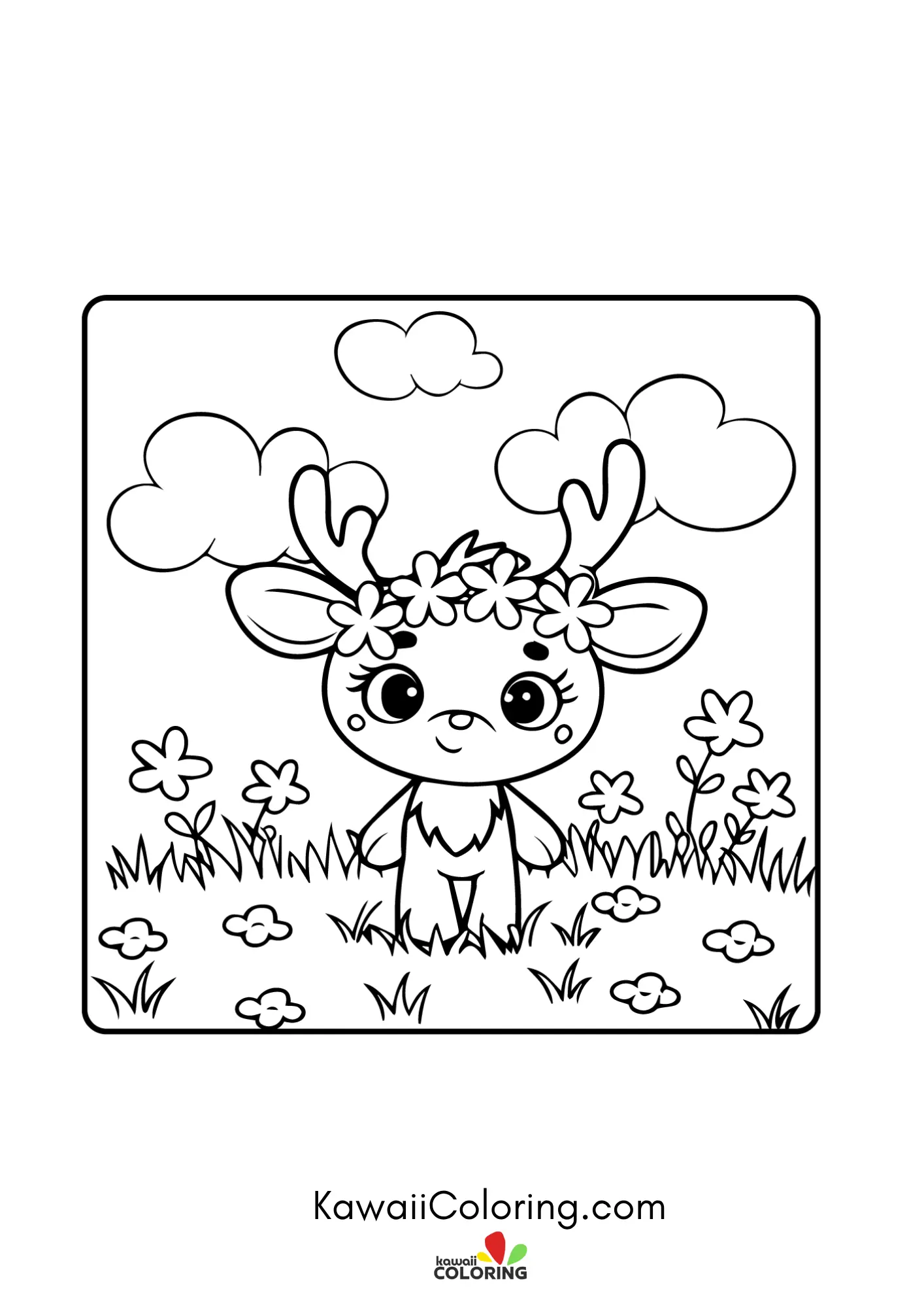 Cute spring character with flowers