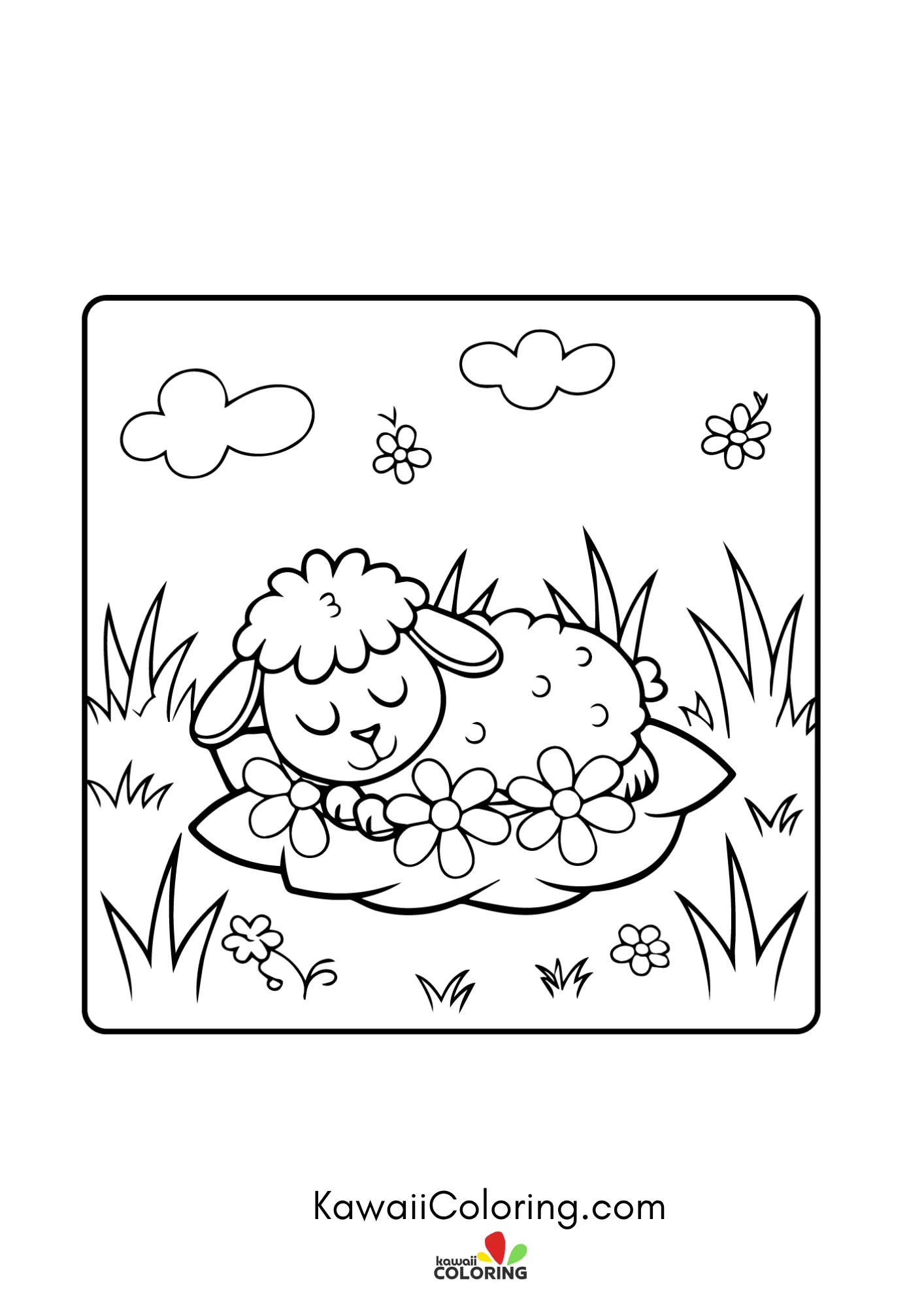Cute spring character with flowers