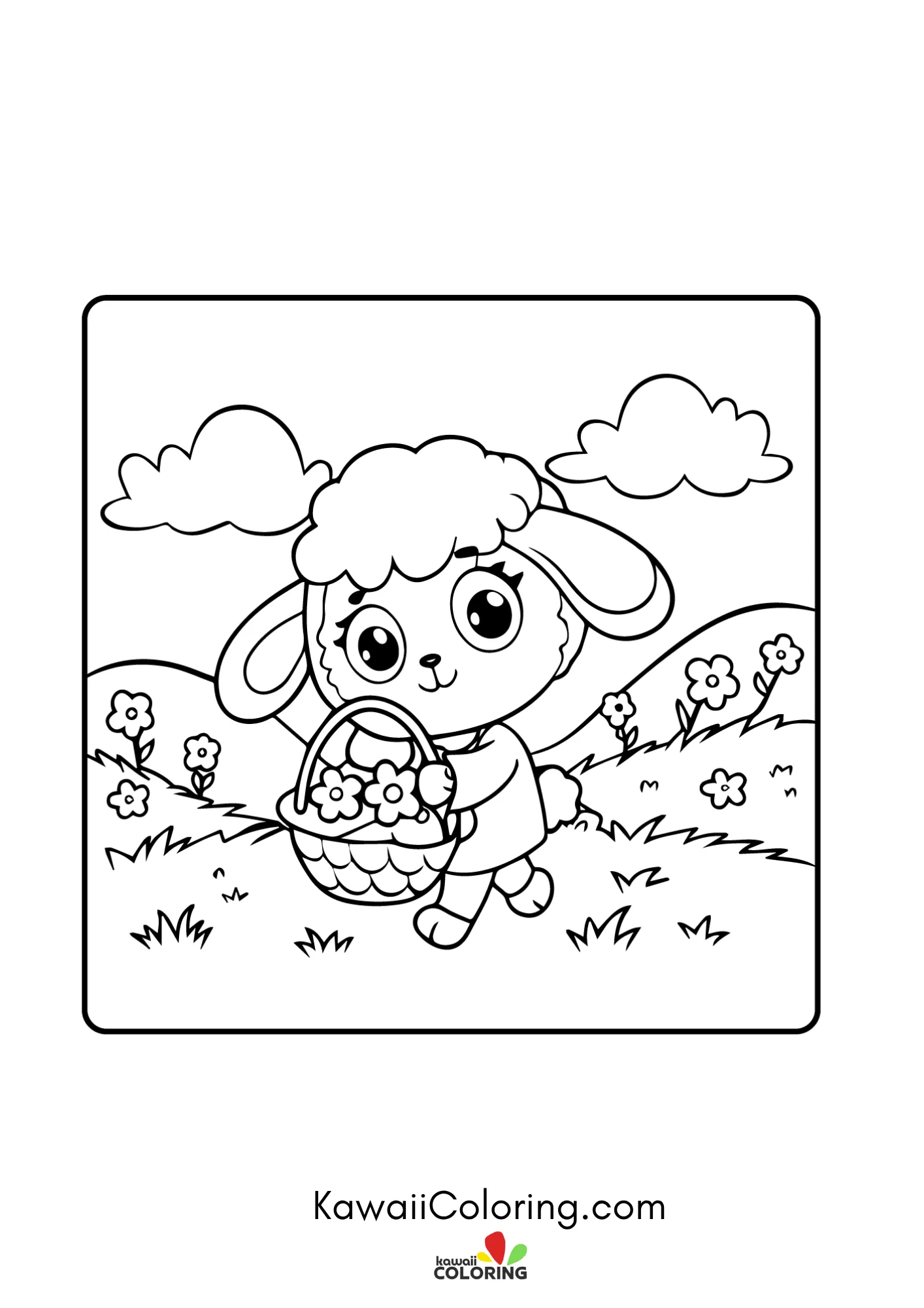 Kawaii spring scene with blossoms