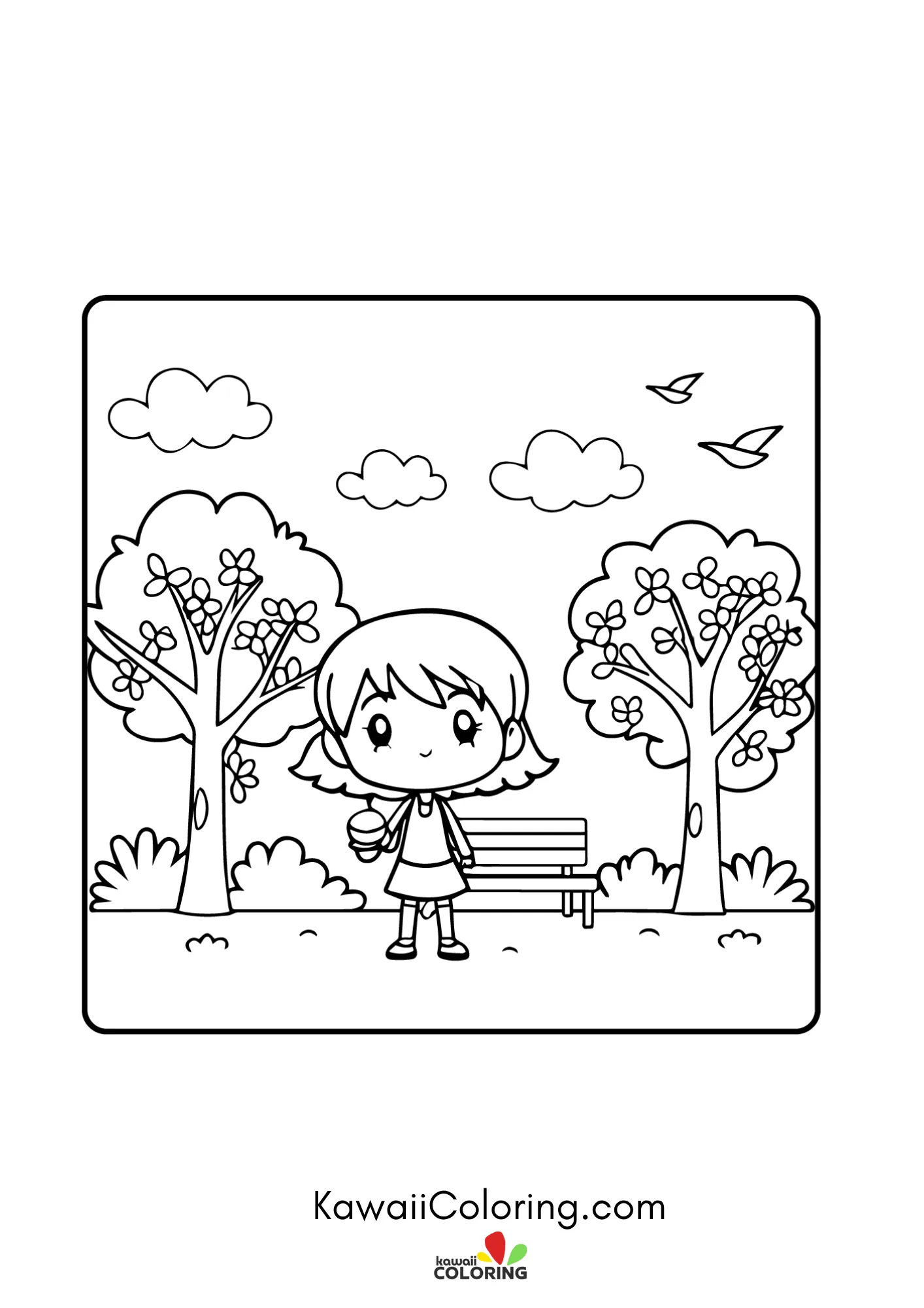 Smiling flower garden coloring page