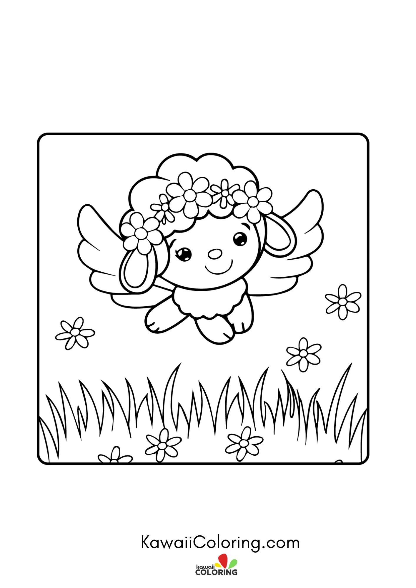 Kawaii spring scene with blossoms