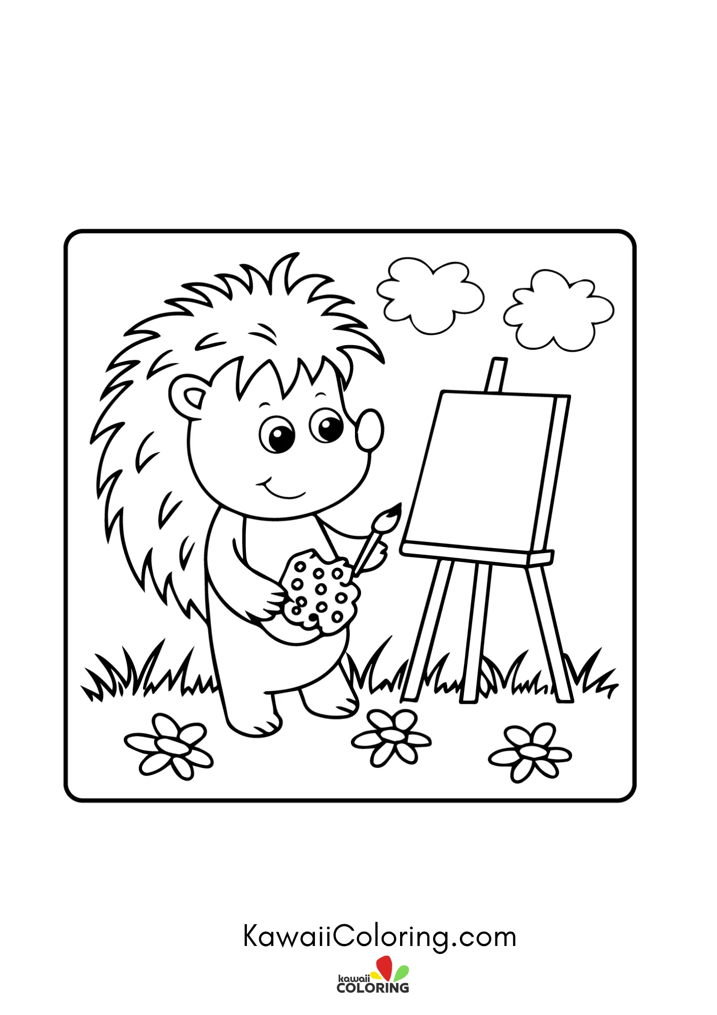 Cute spring character with flowers