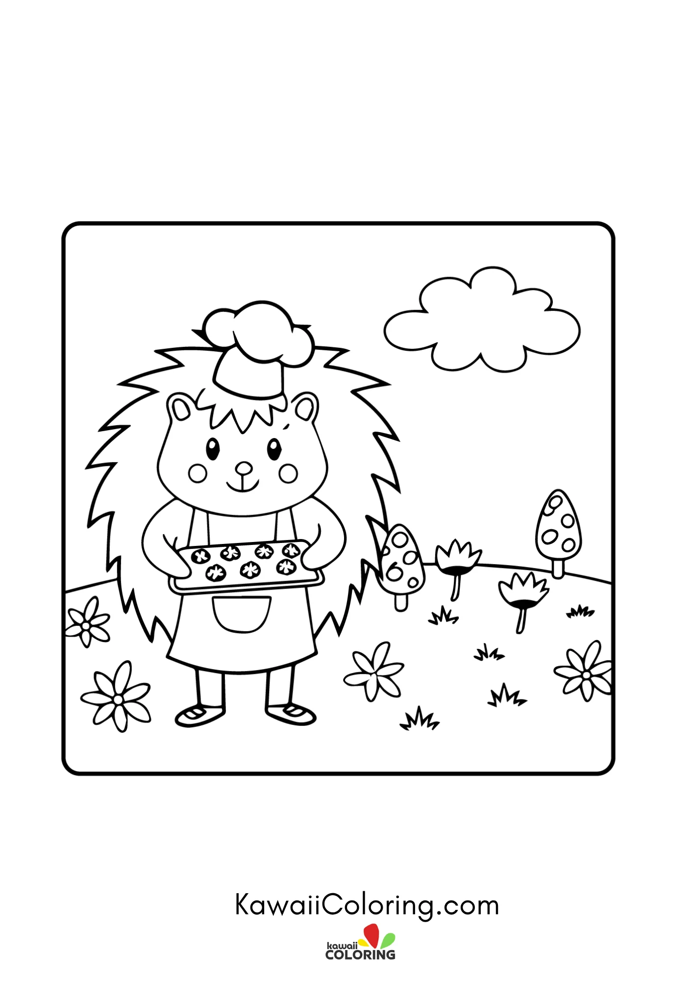 Kawaii spring scene with blossoms
