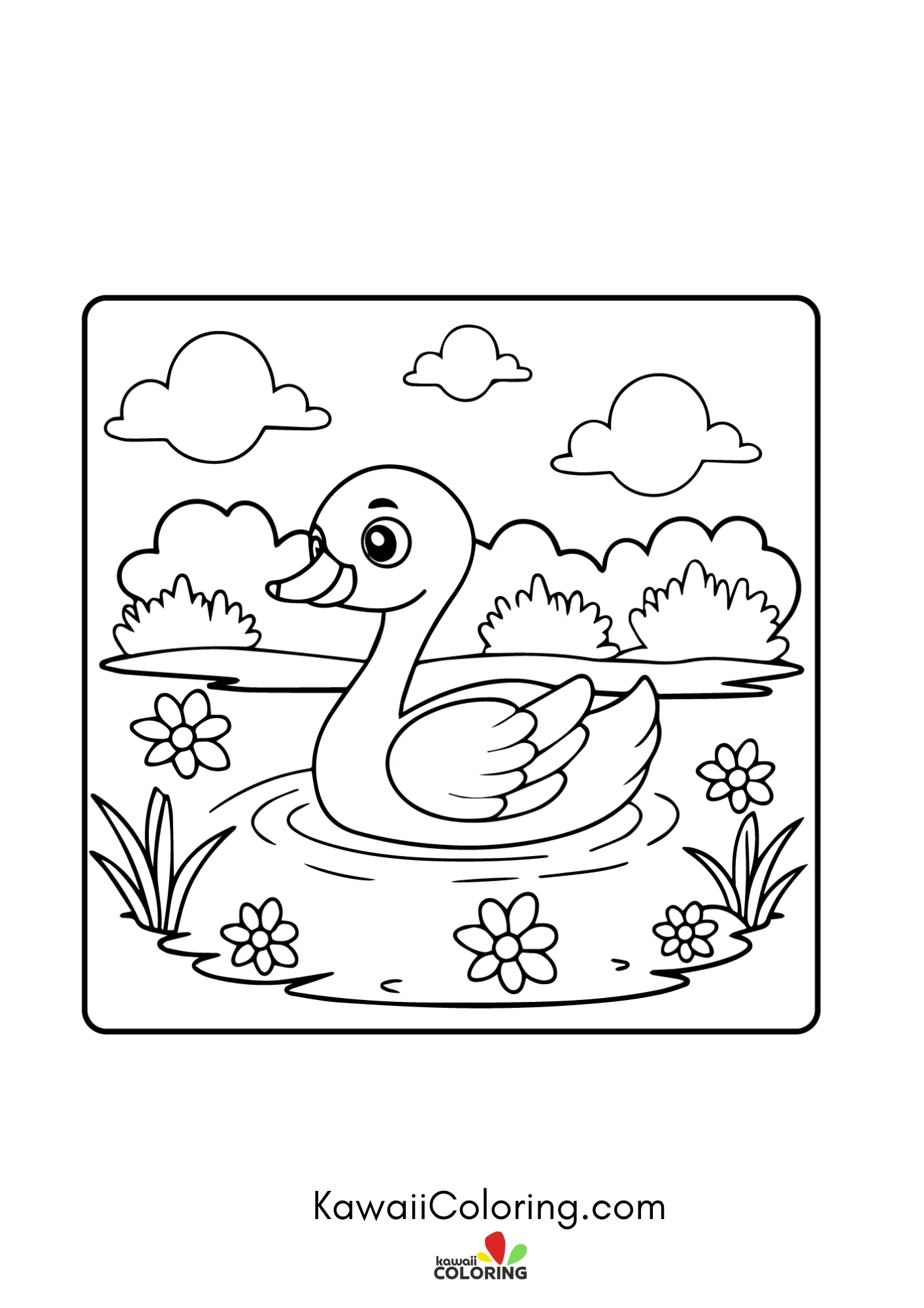 Smiling flower garden coloring page