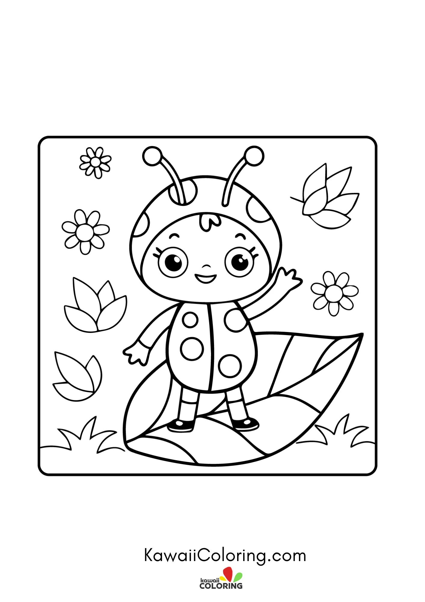 Kawaii spring scene with blossoms