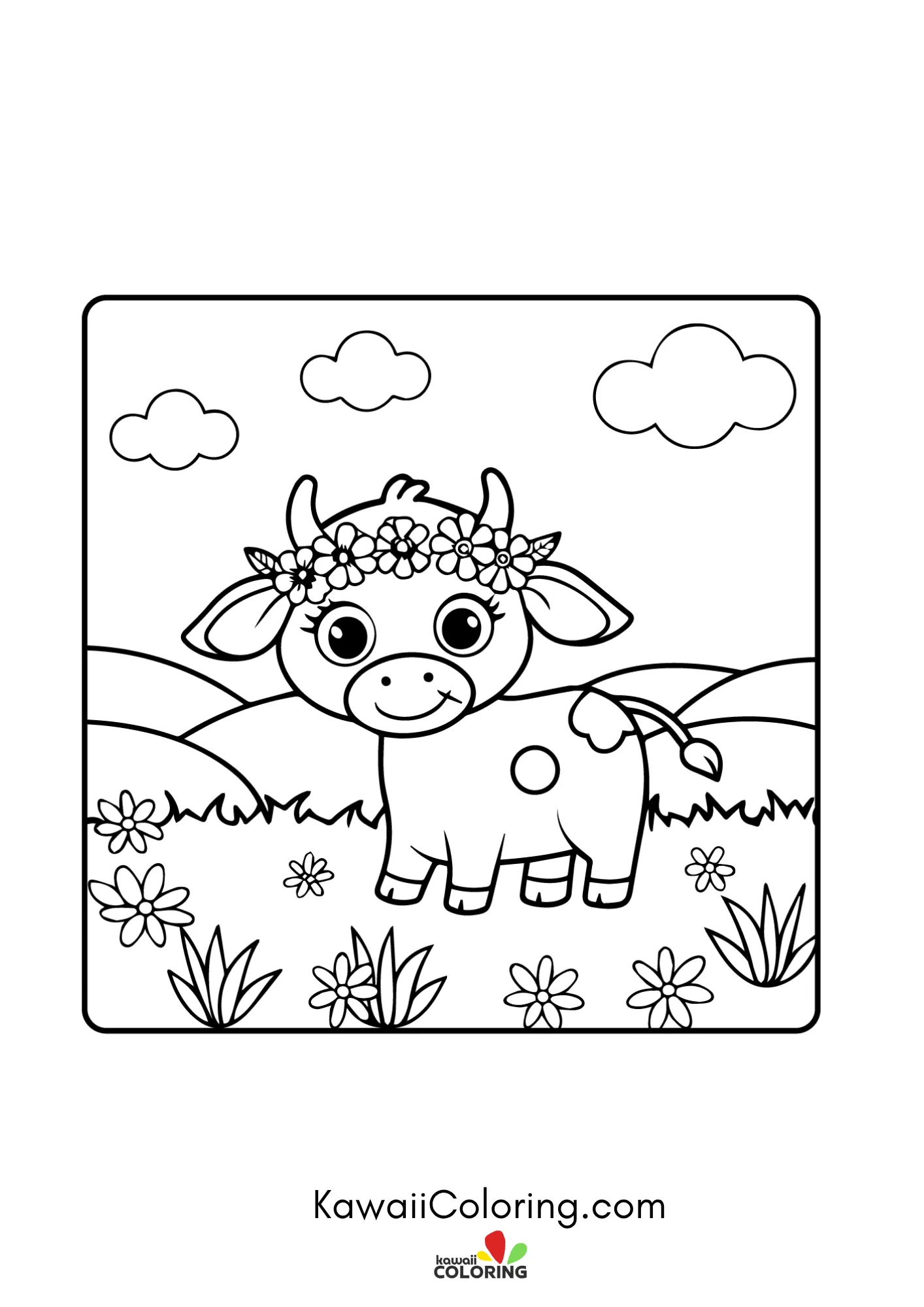 Smiling flower garden coloring page