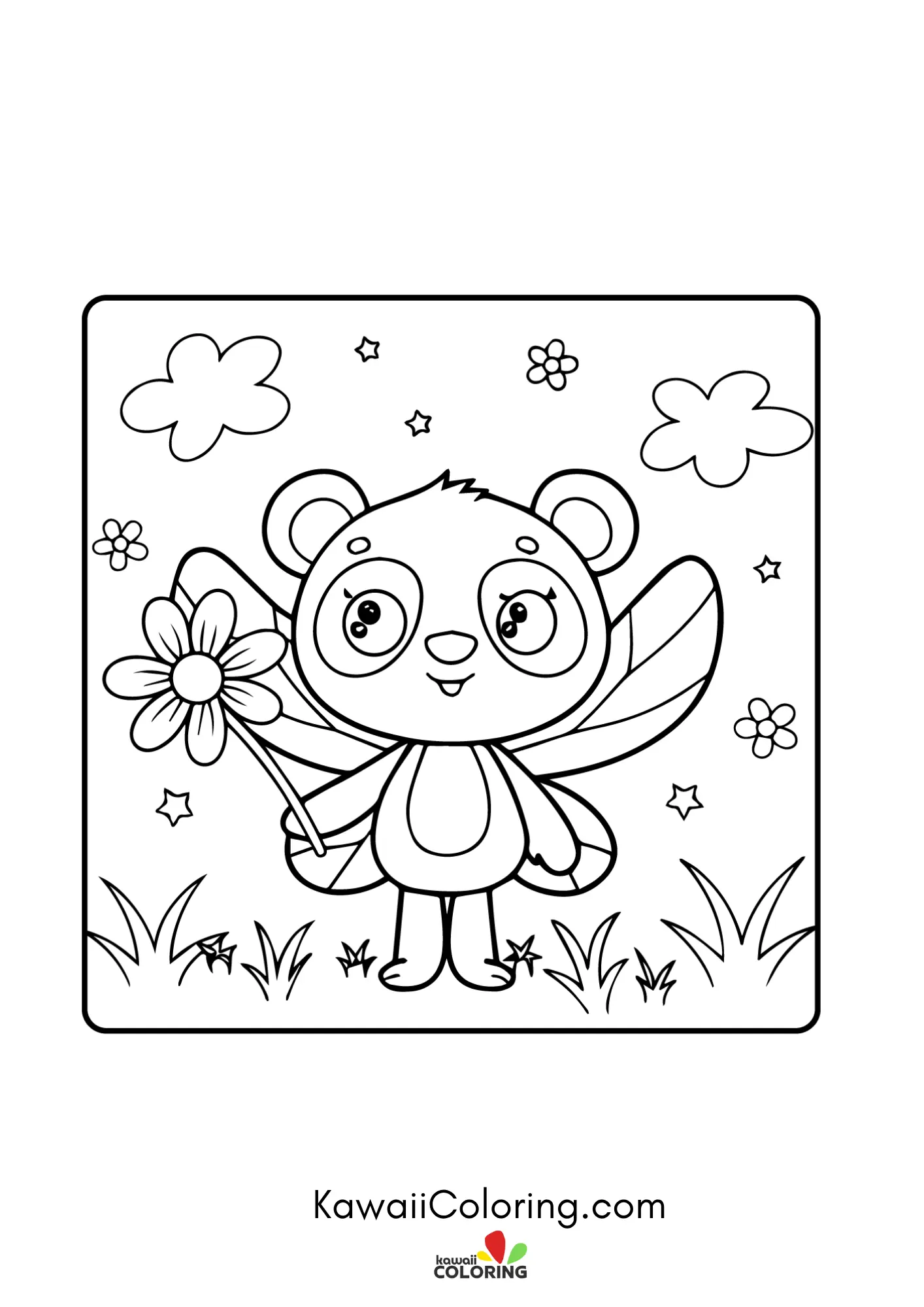 Smiling flower garden coloring page
