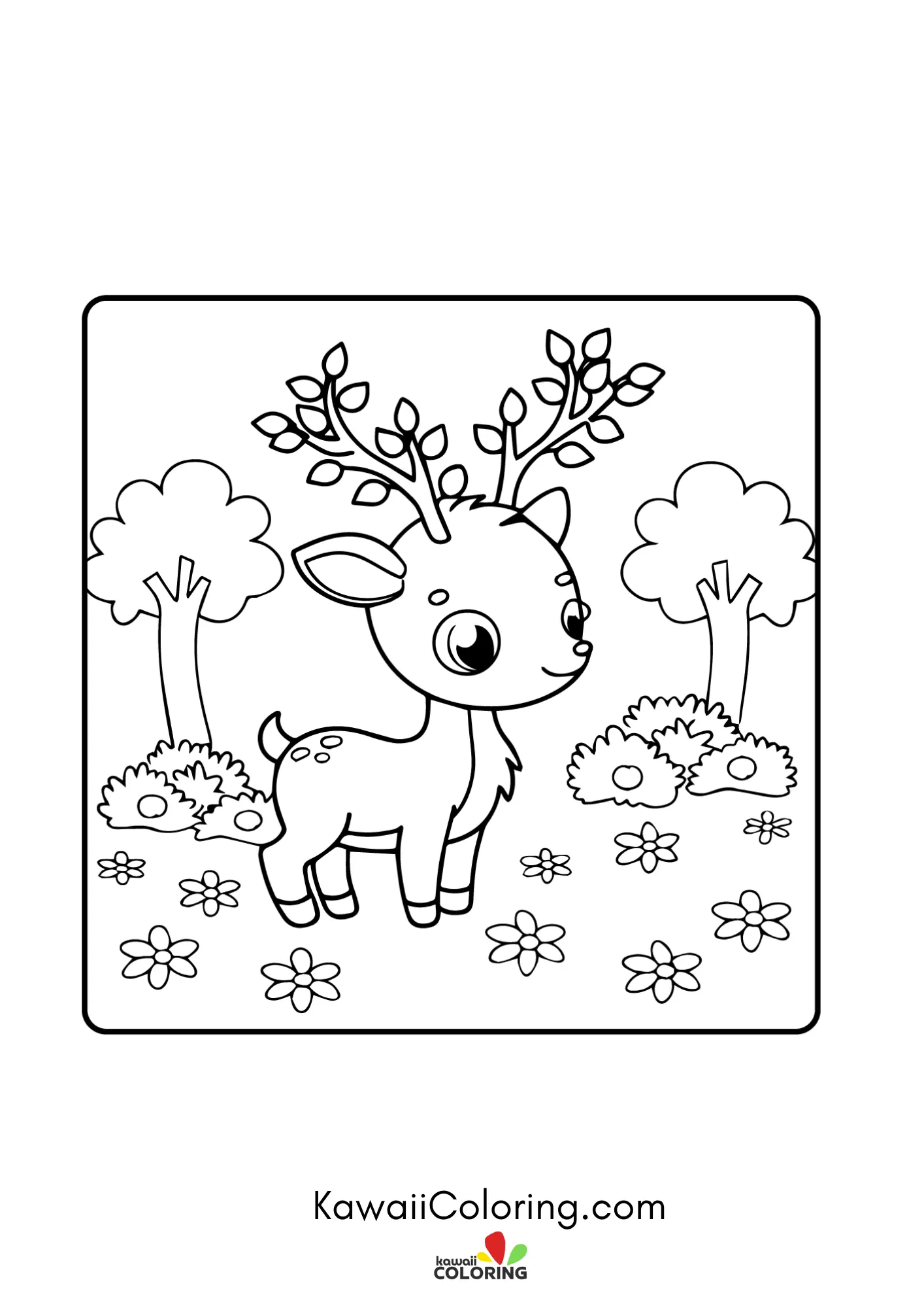 Cute spring character with flowers