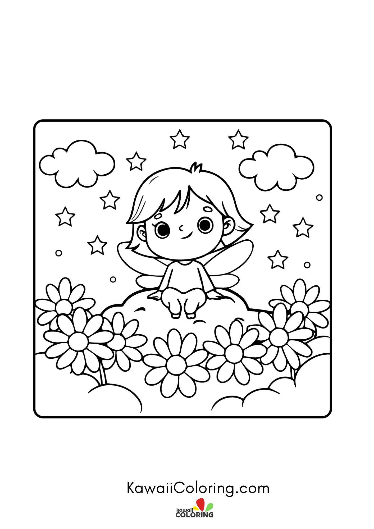 Kawaii spring scene with blossoms