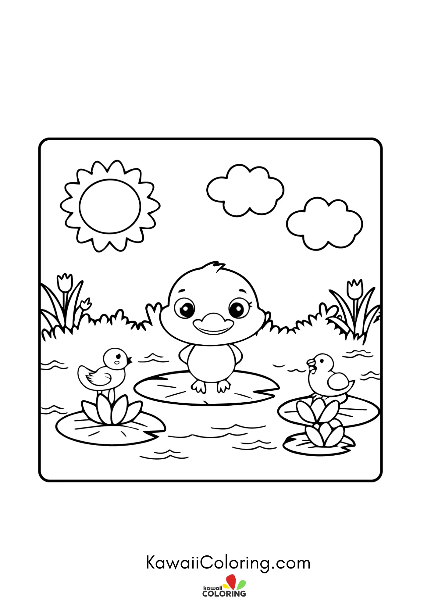 Smiling flower garden coloring page