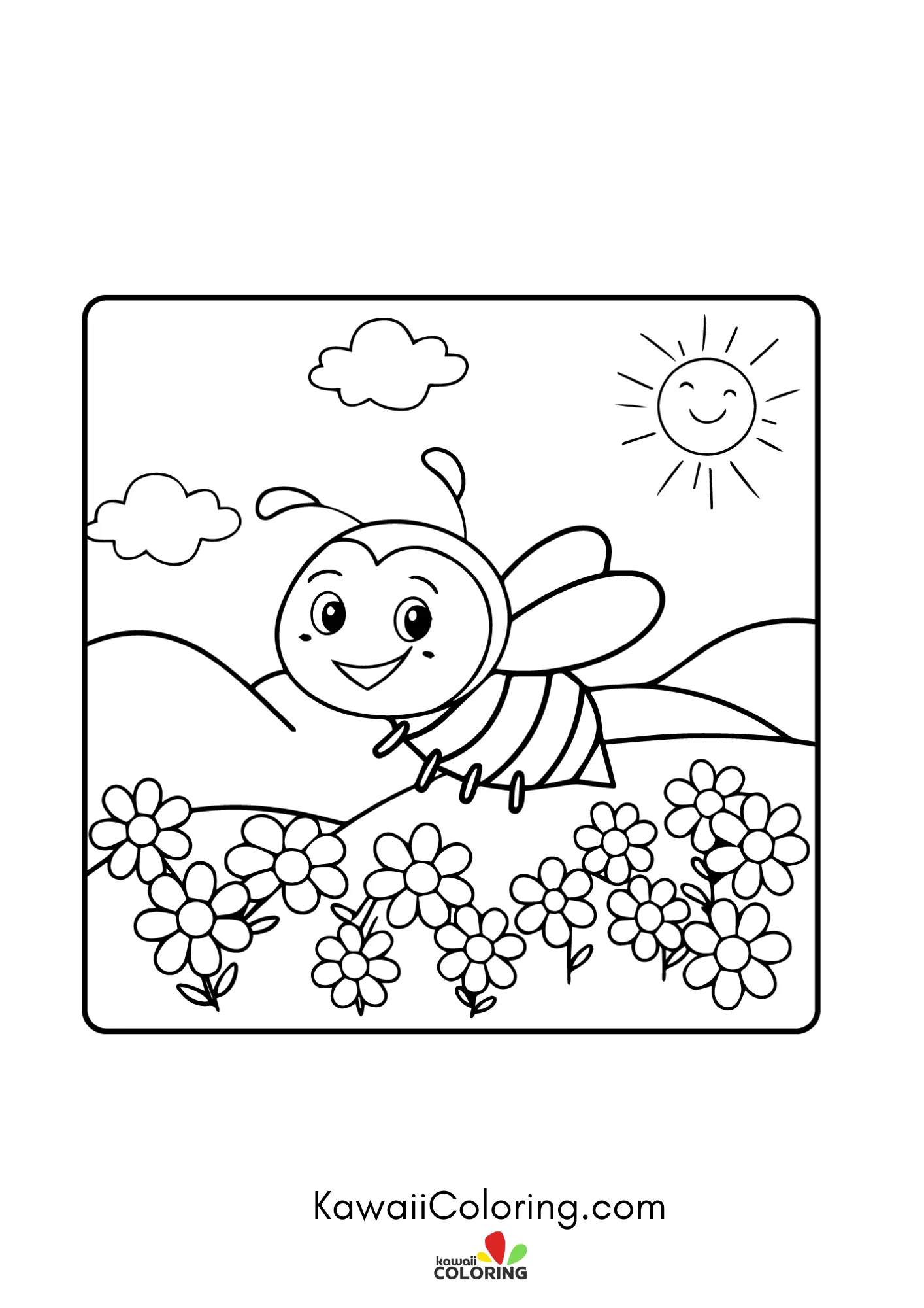 Cute spring character with flowers